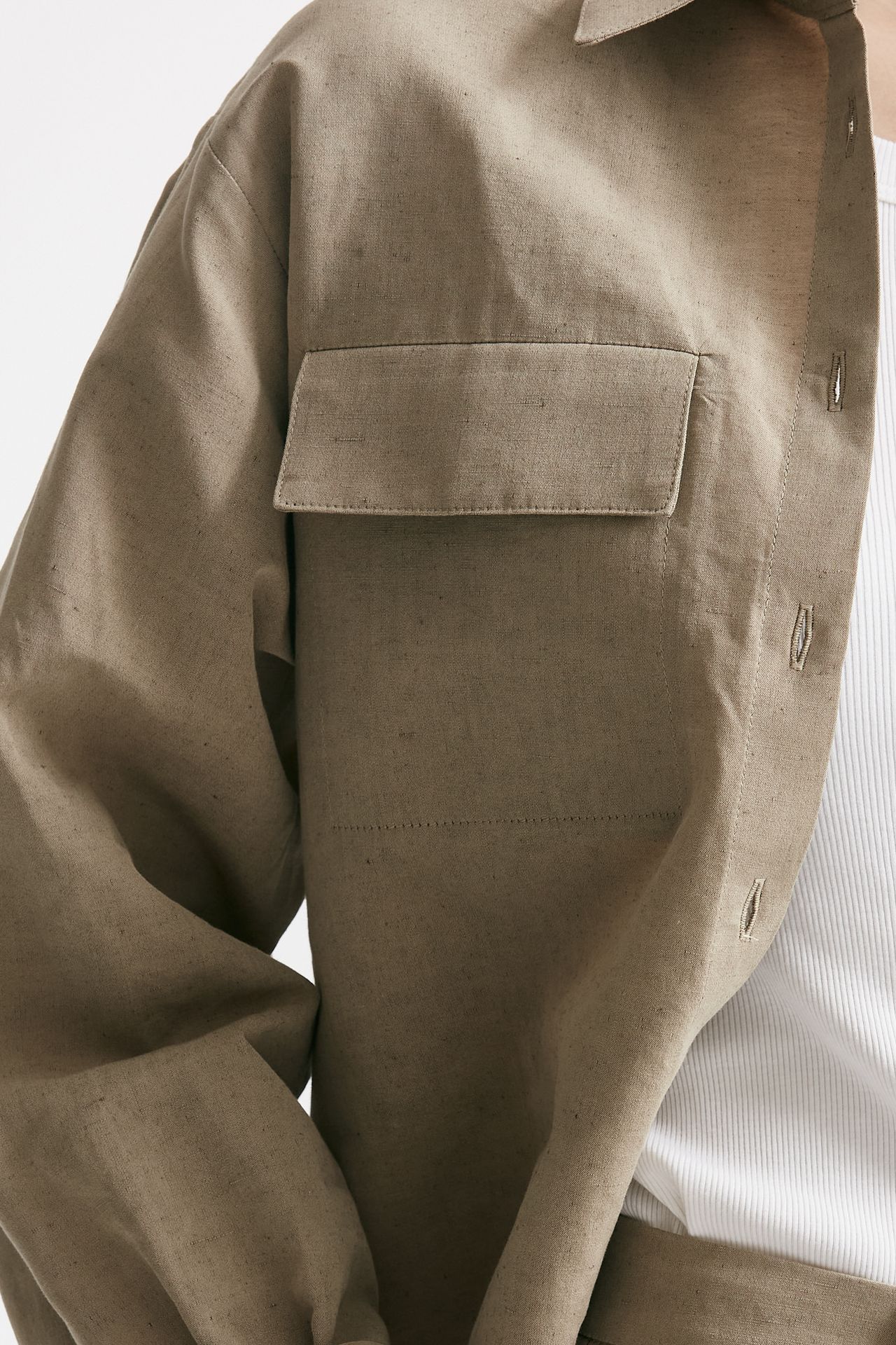 Camicia in misto lino sabbia