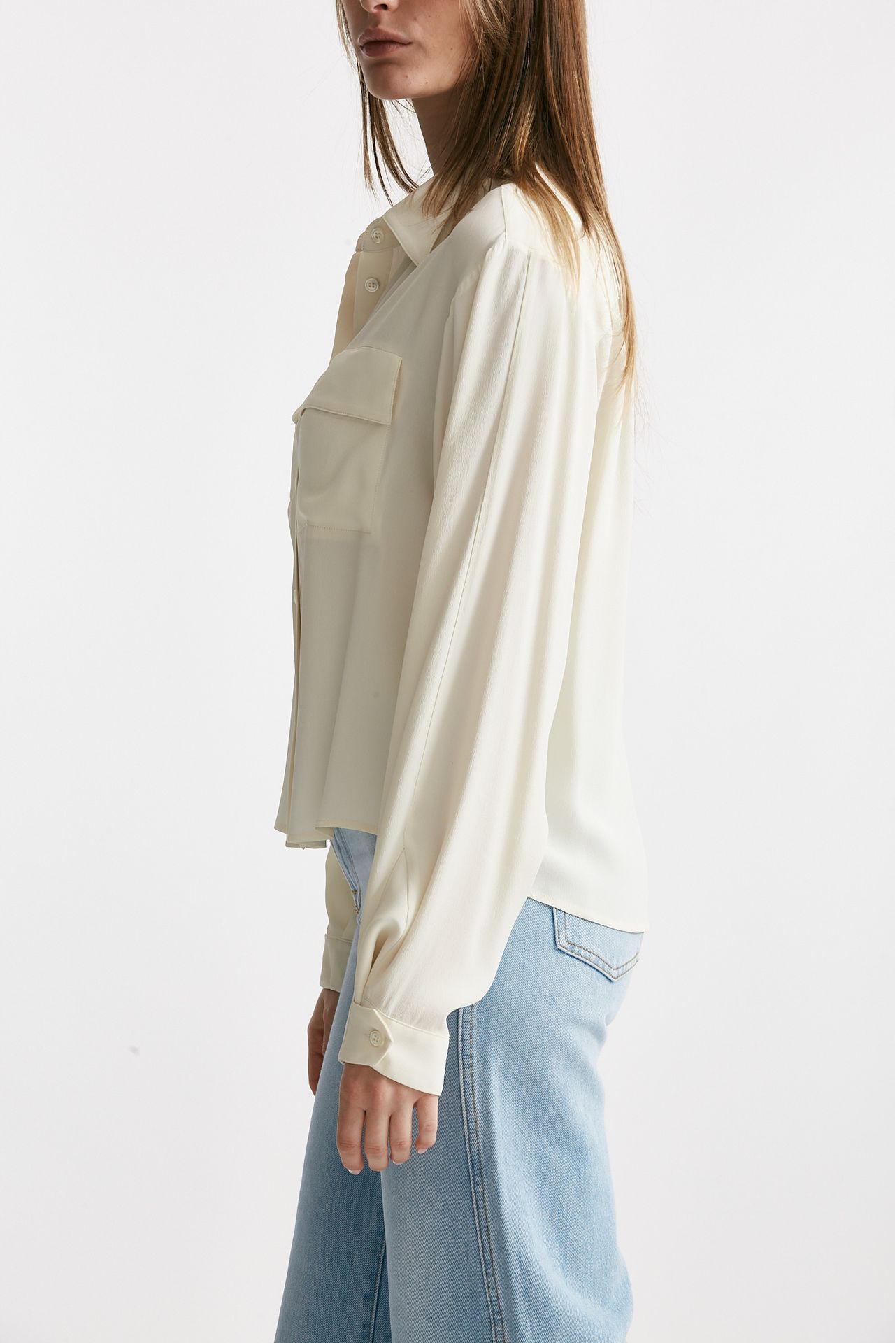 Camicia in misto seta panna