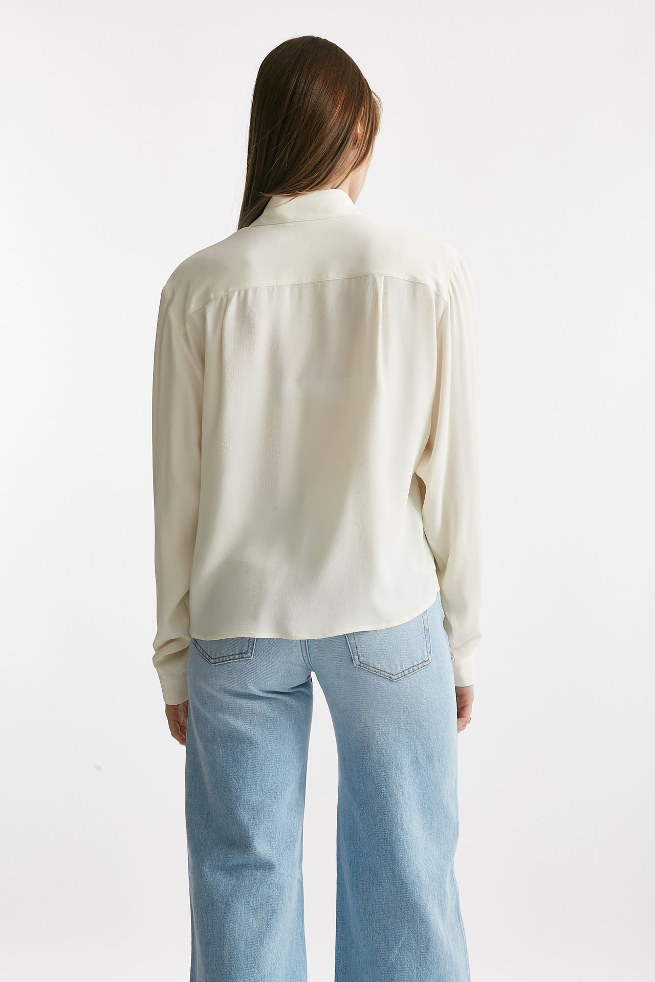 Camicia in misto seta panna