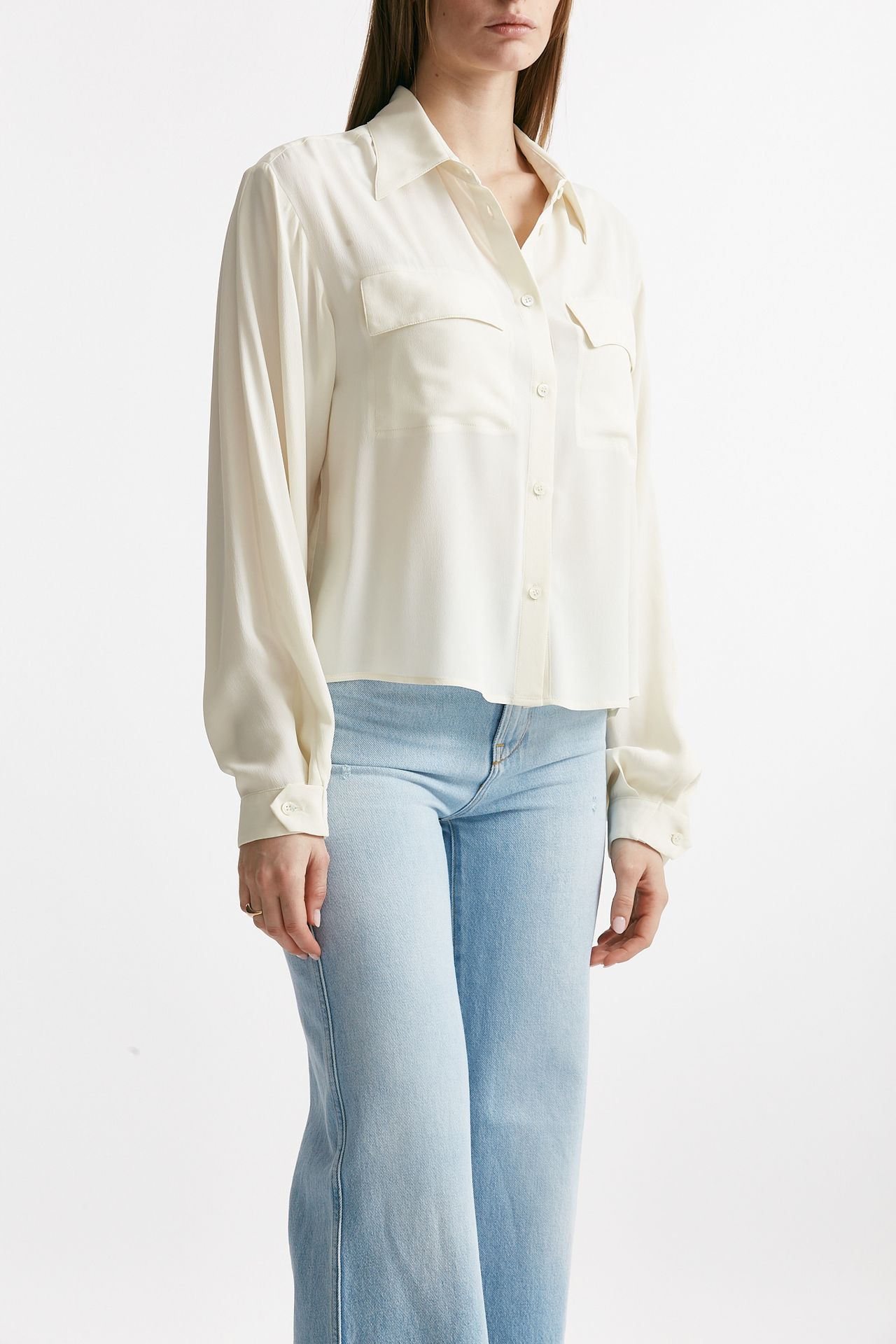 Camicia in misto seta panna