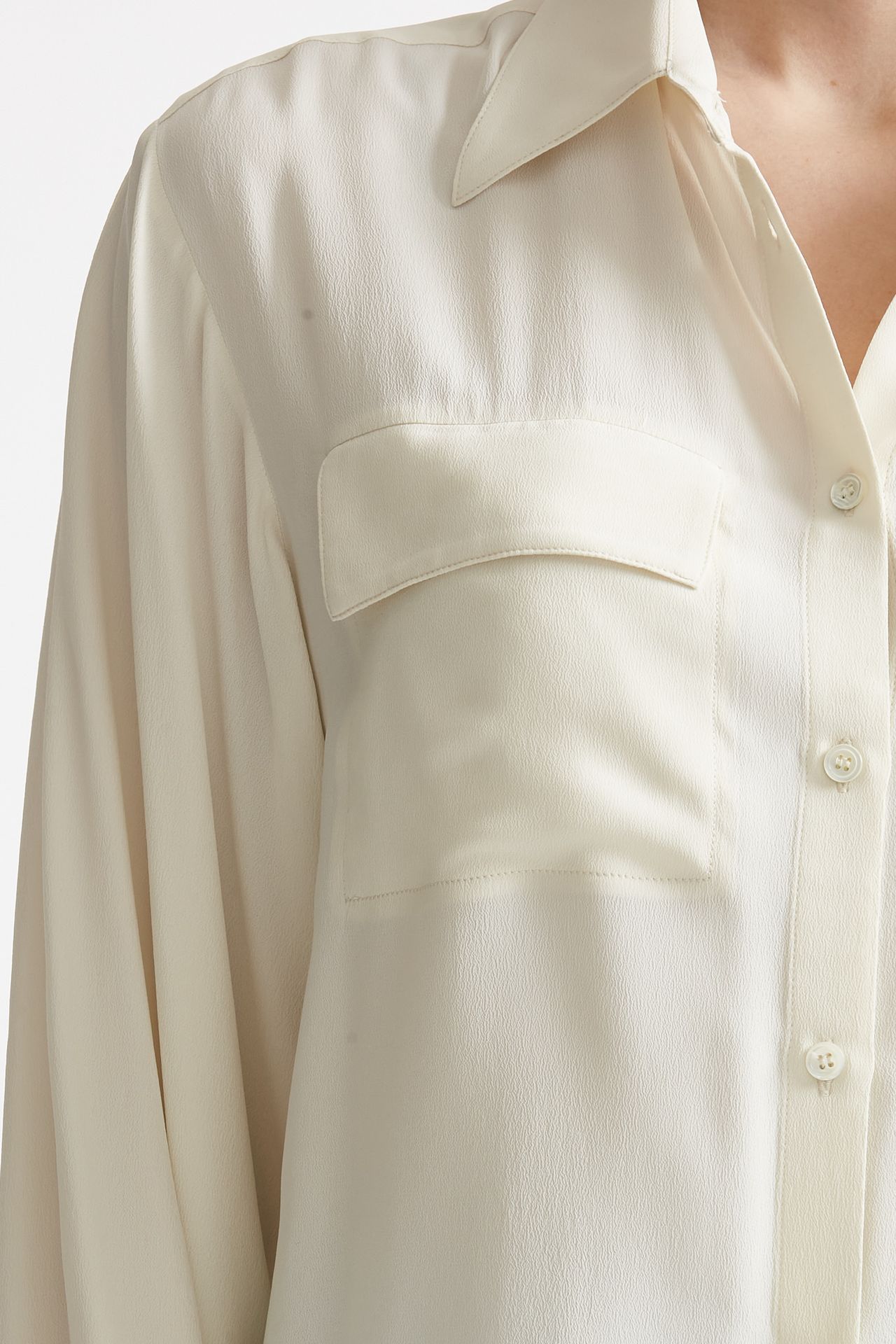 Camicia in misto seta panna