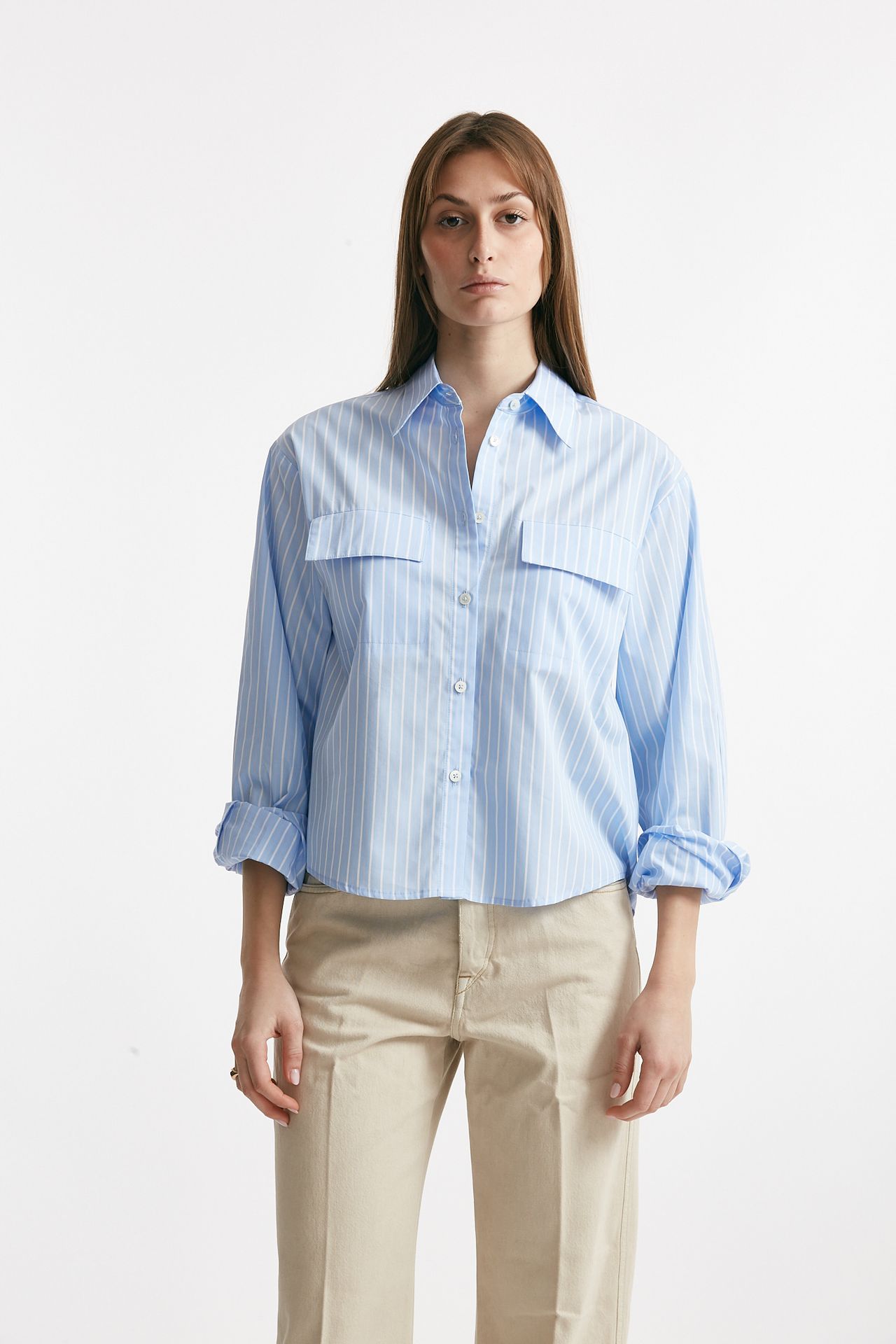 Camicia rigata in cotone