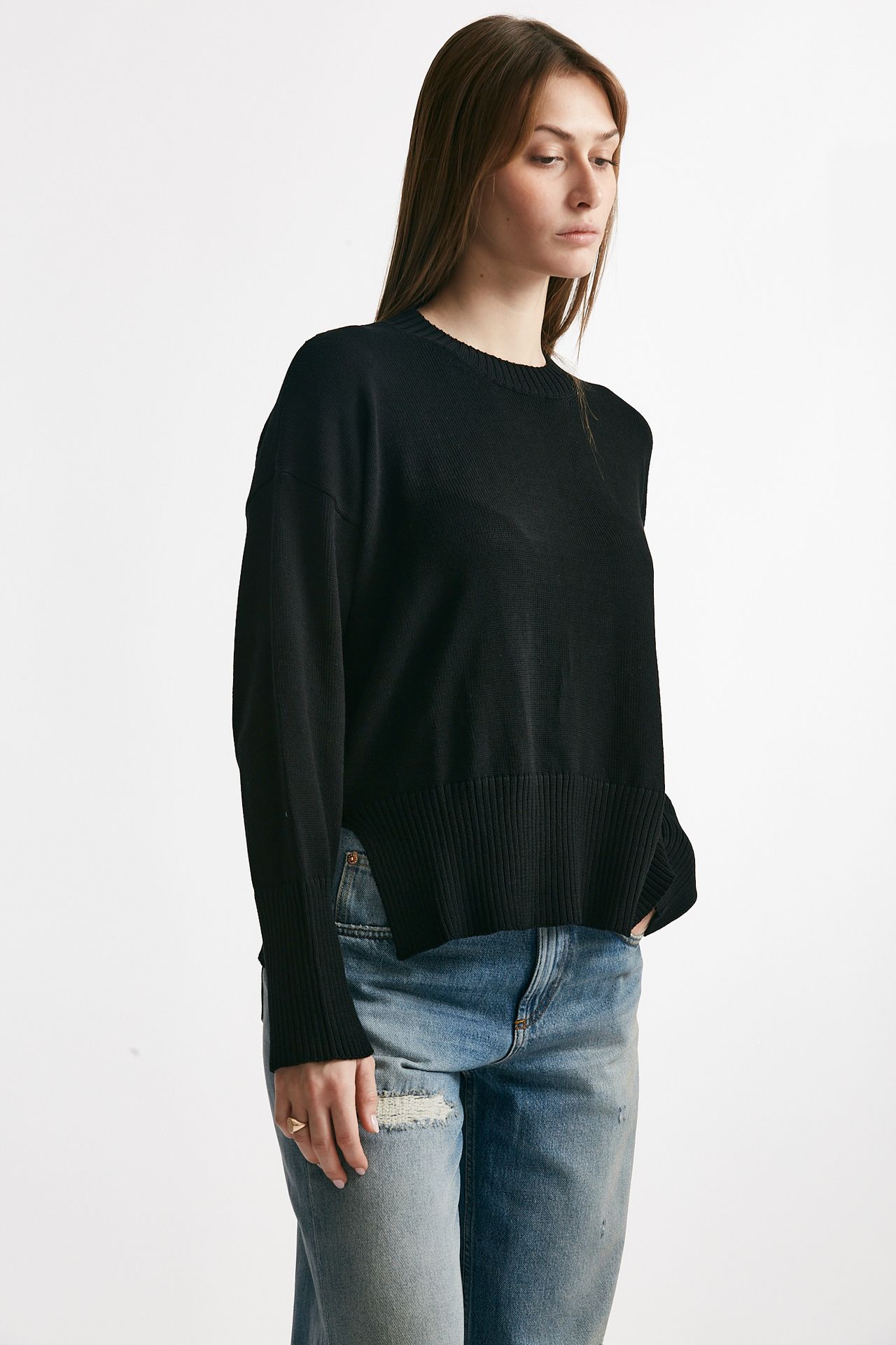 Maglia over in cotone nero 