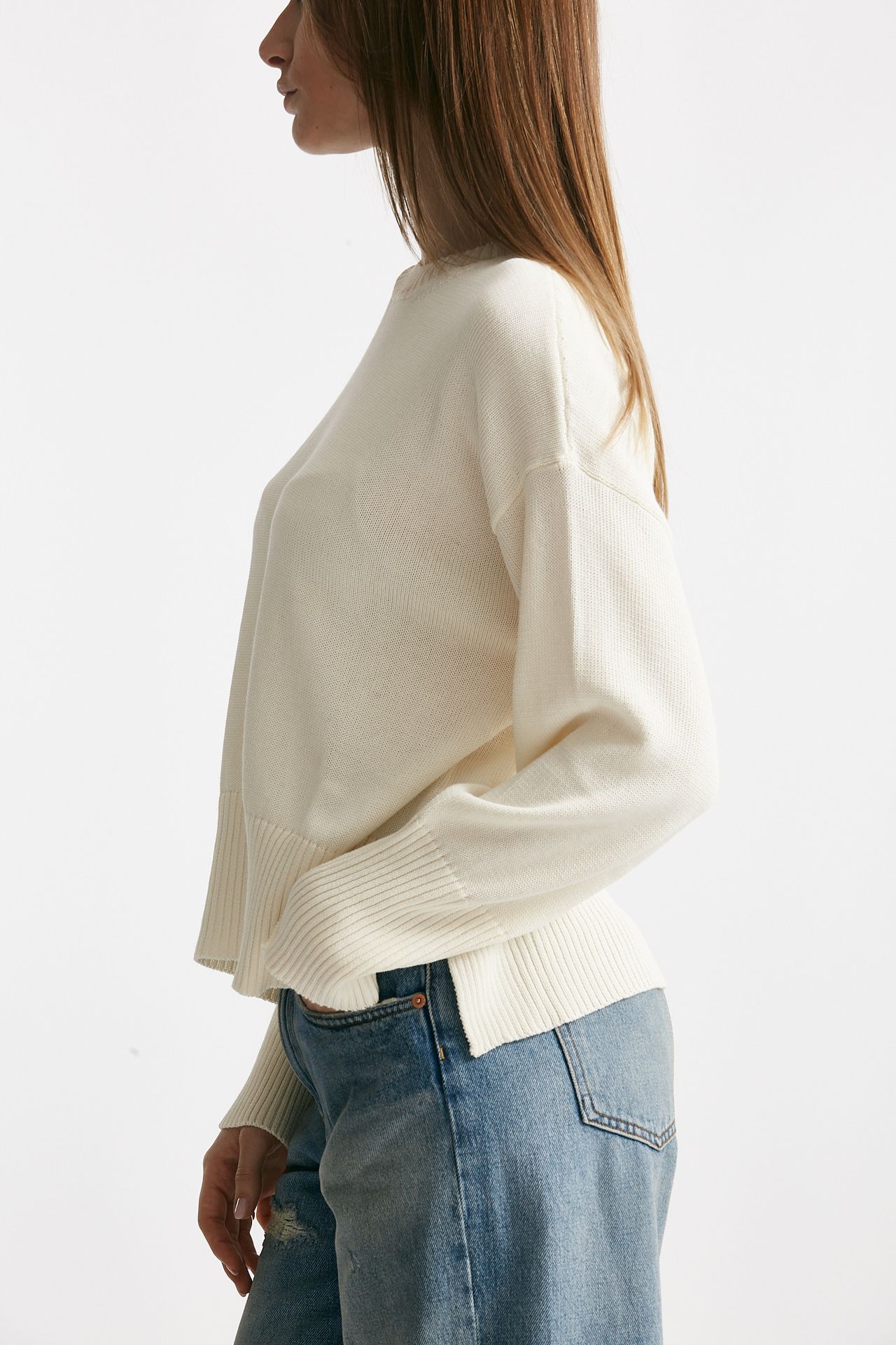 Maglia over in cotone colore panna 