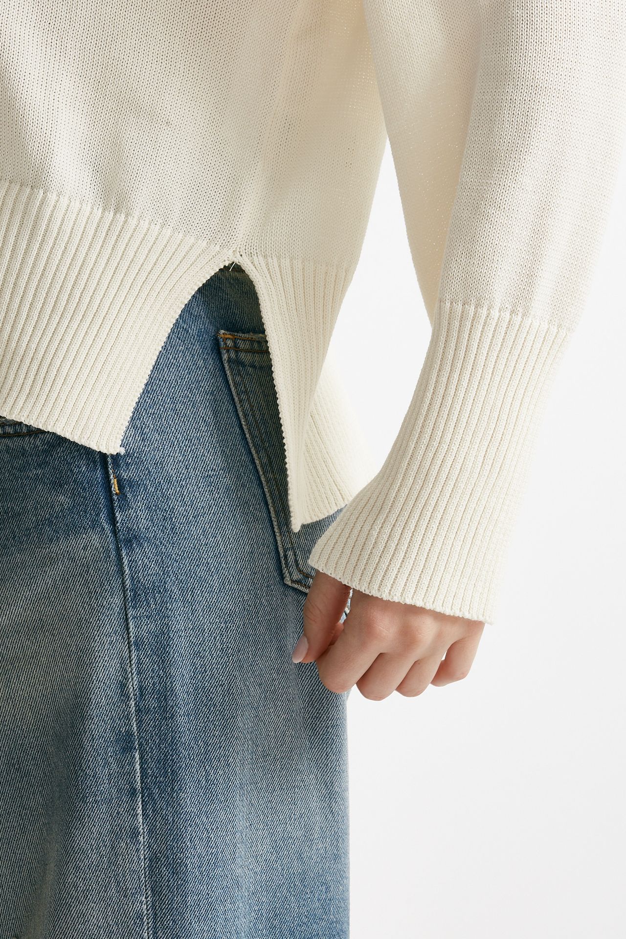 Maglia over in cotone colore panna 