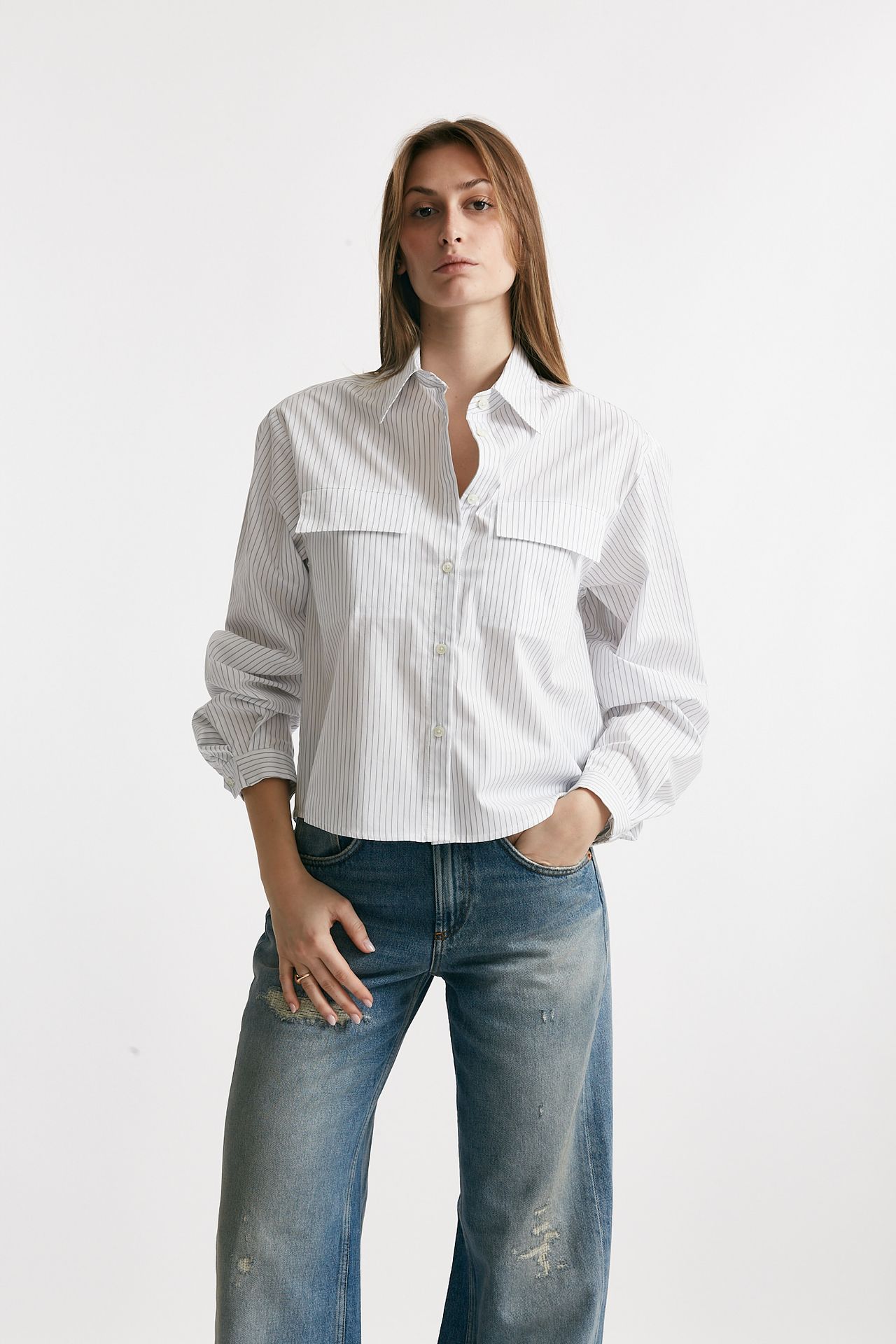 Camicia rigata in cotone