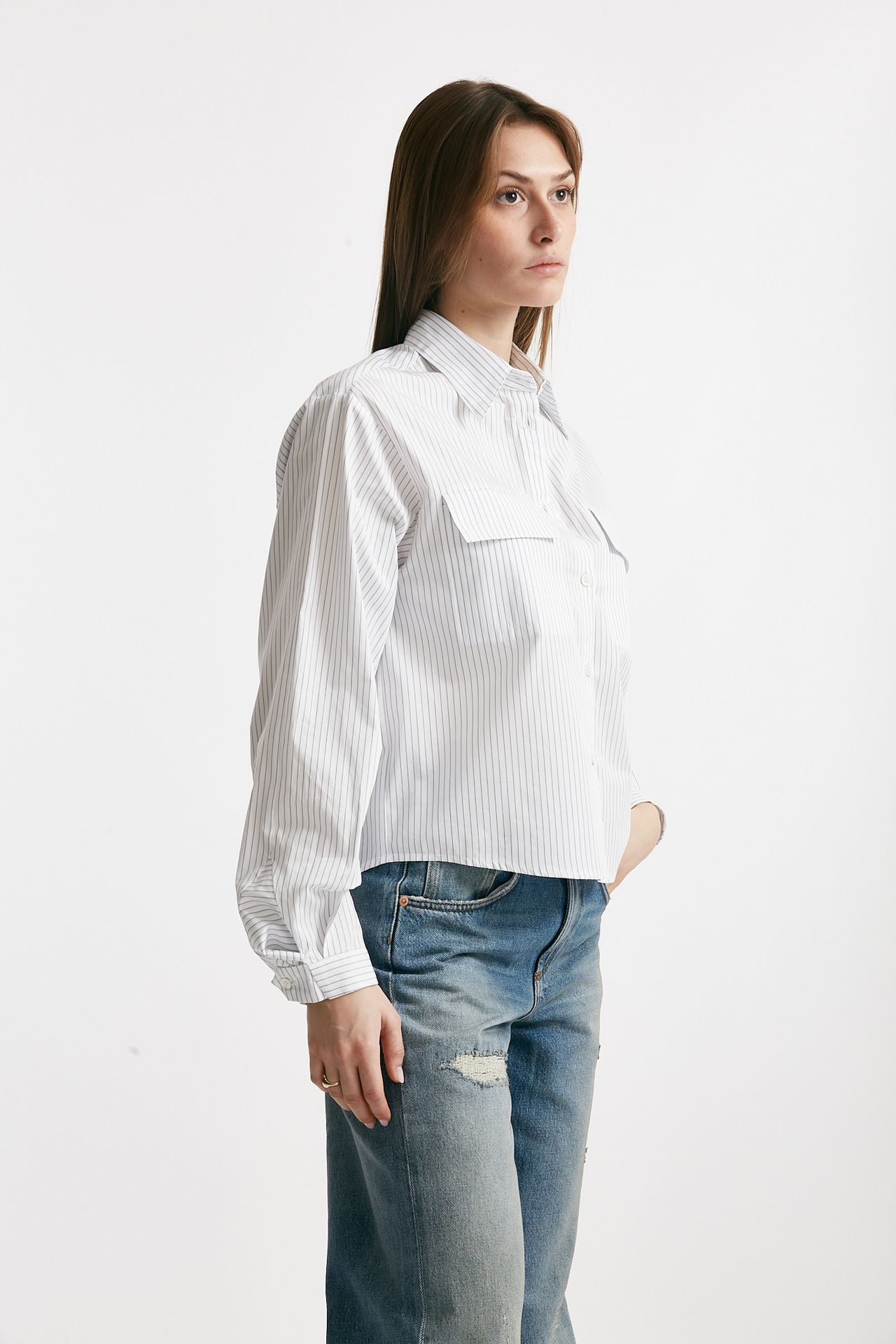 Camicia rigata in cotone 