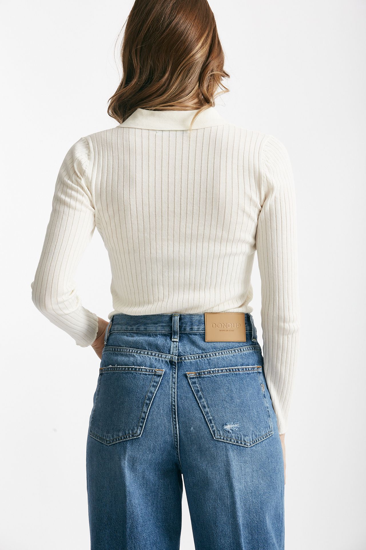 Maglia a costine bianco 