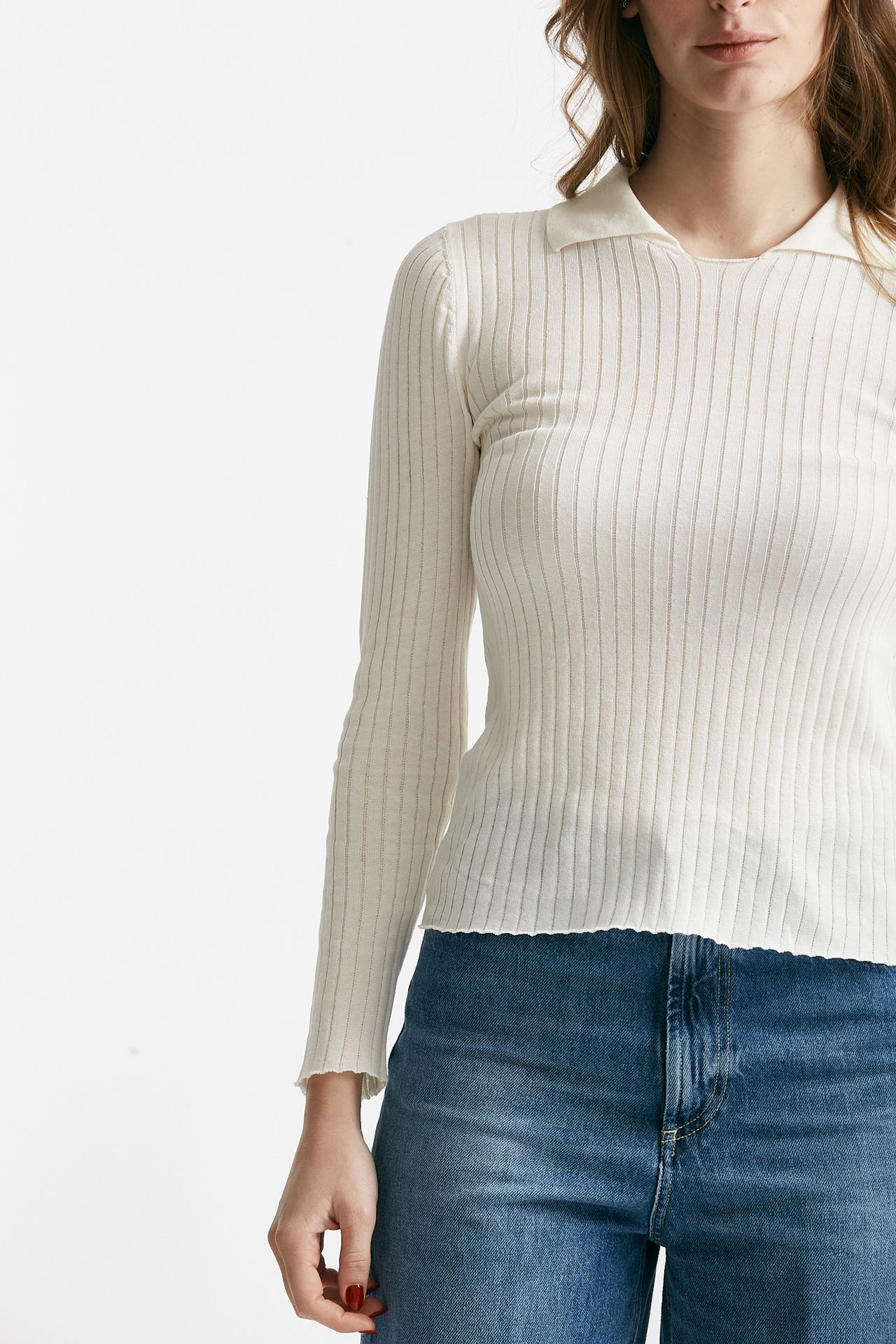 Maglia a costine bianco 