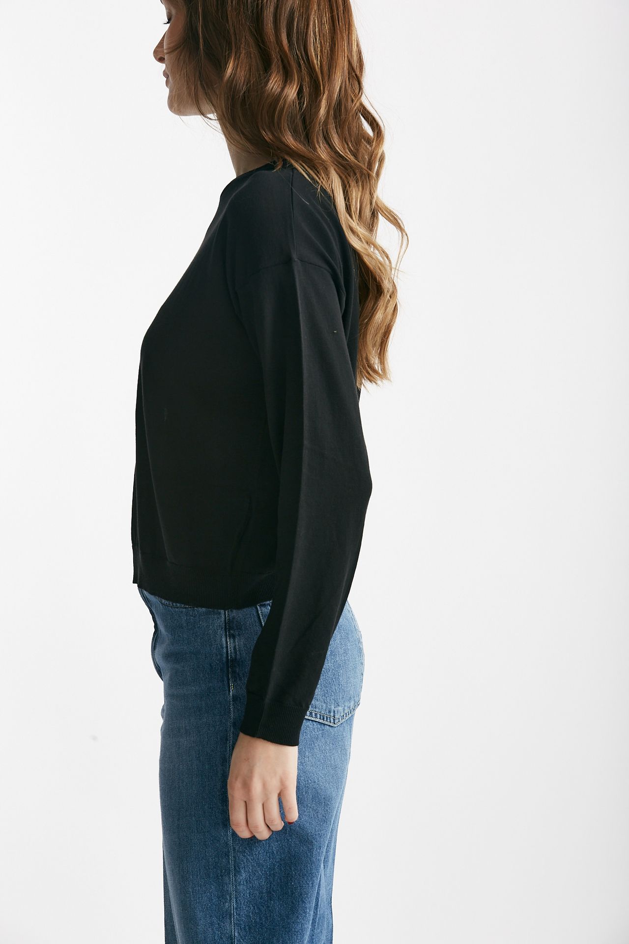 Maglia in cotone e seta nero