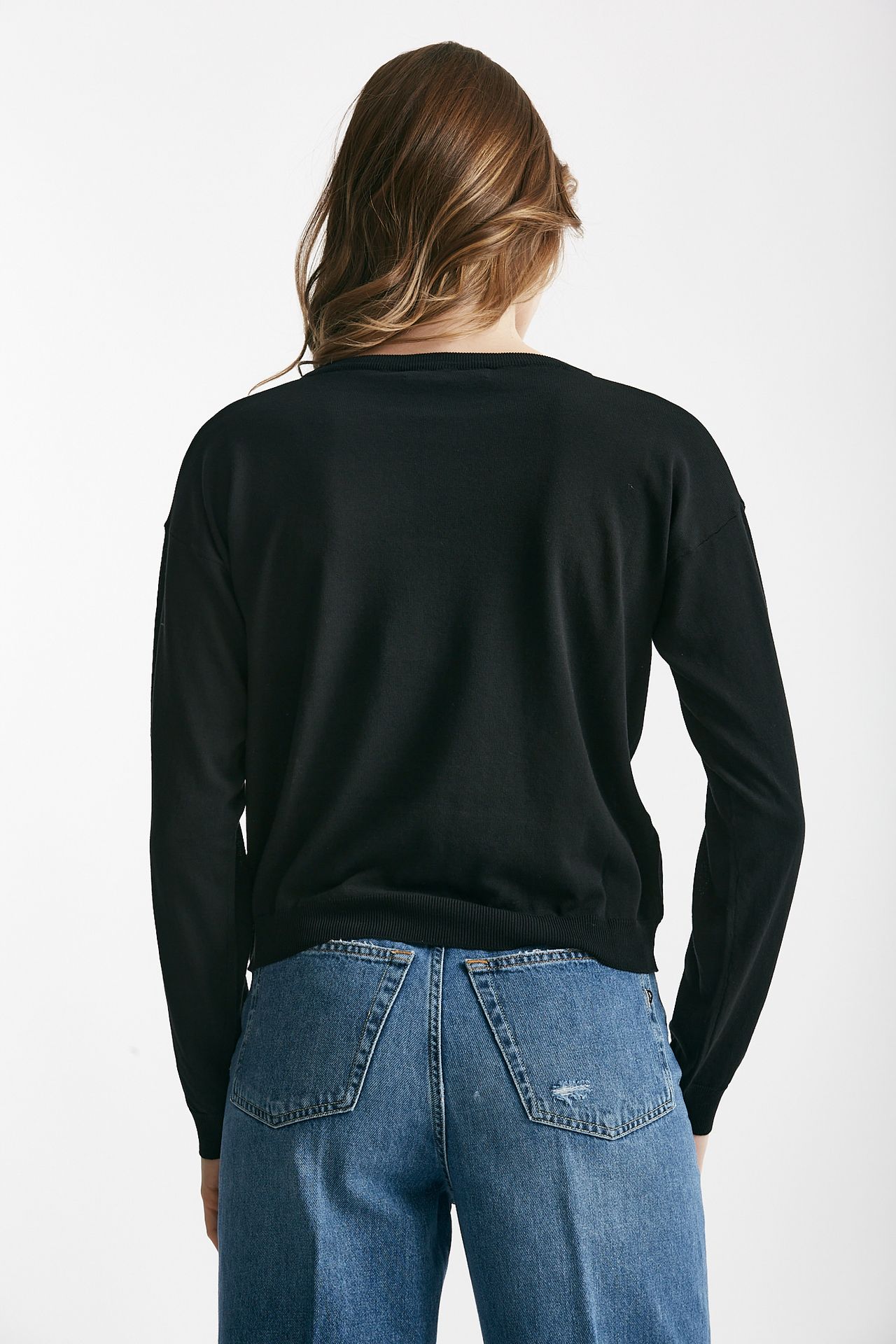 Maglia in cotone e seta nero