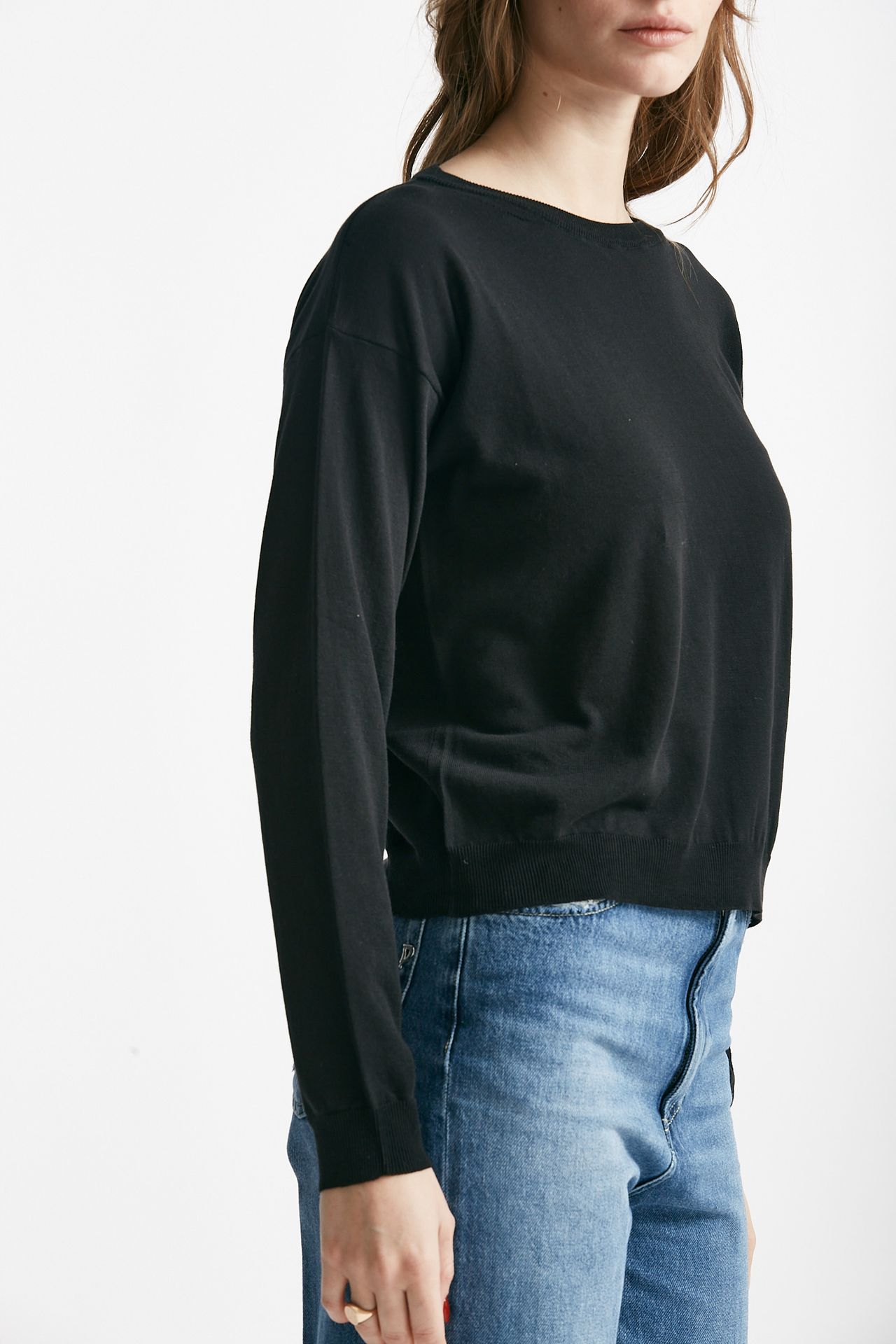 Maglia in cotone e seta nero