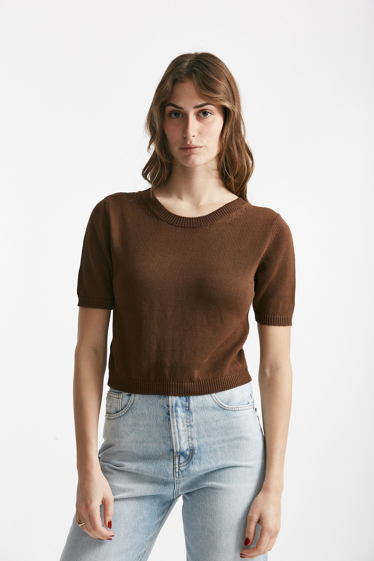 Maglia crop marrone