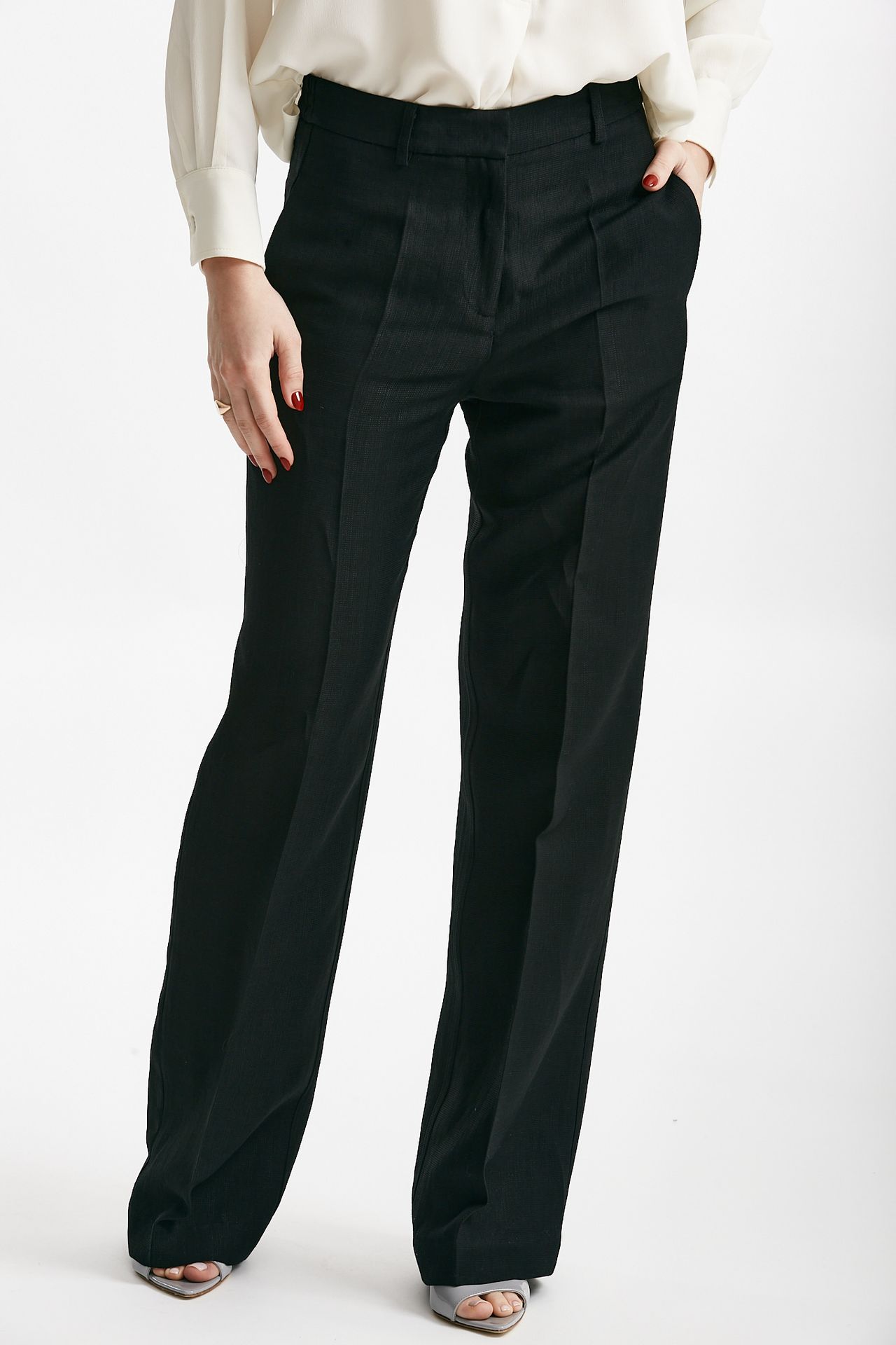 Pantalone palazzo vita alta nero 