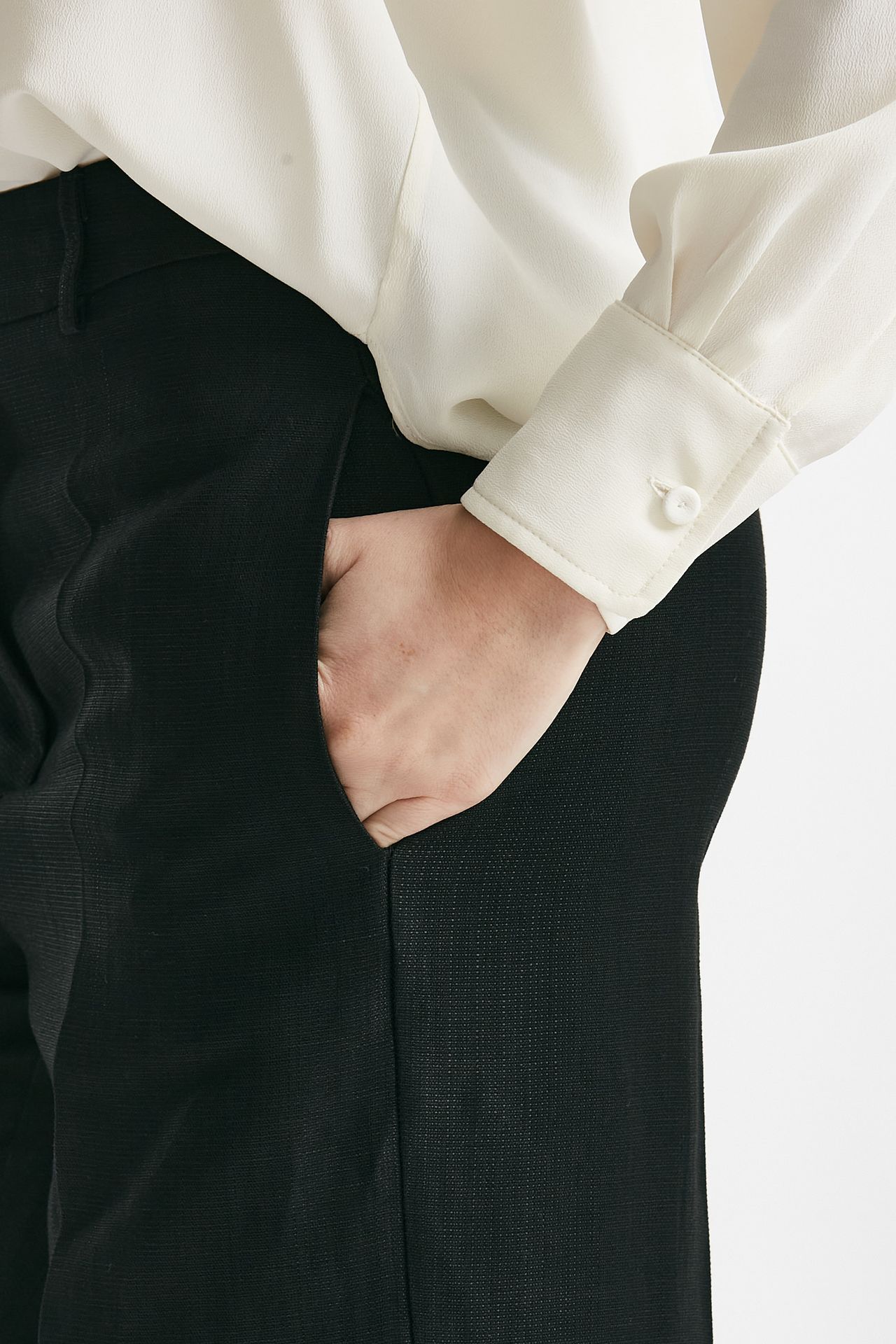 Pantalone palazzo vita alta nero 