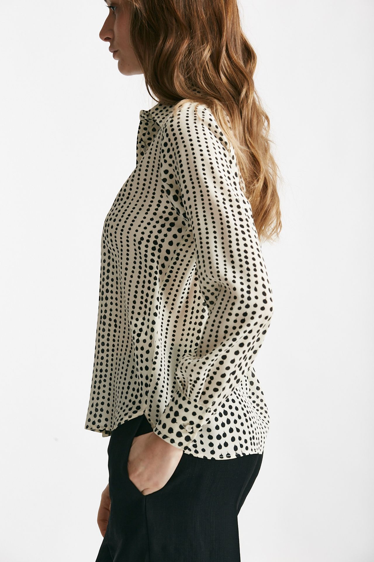 Camicia serafino in misto seta pois