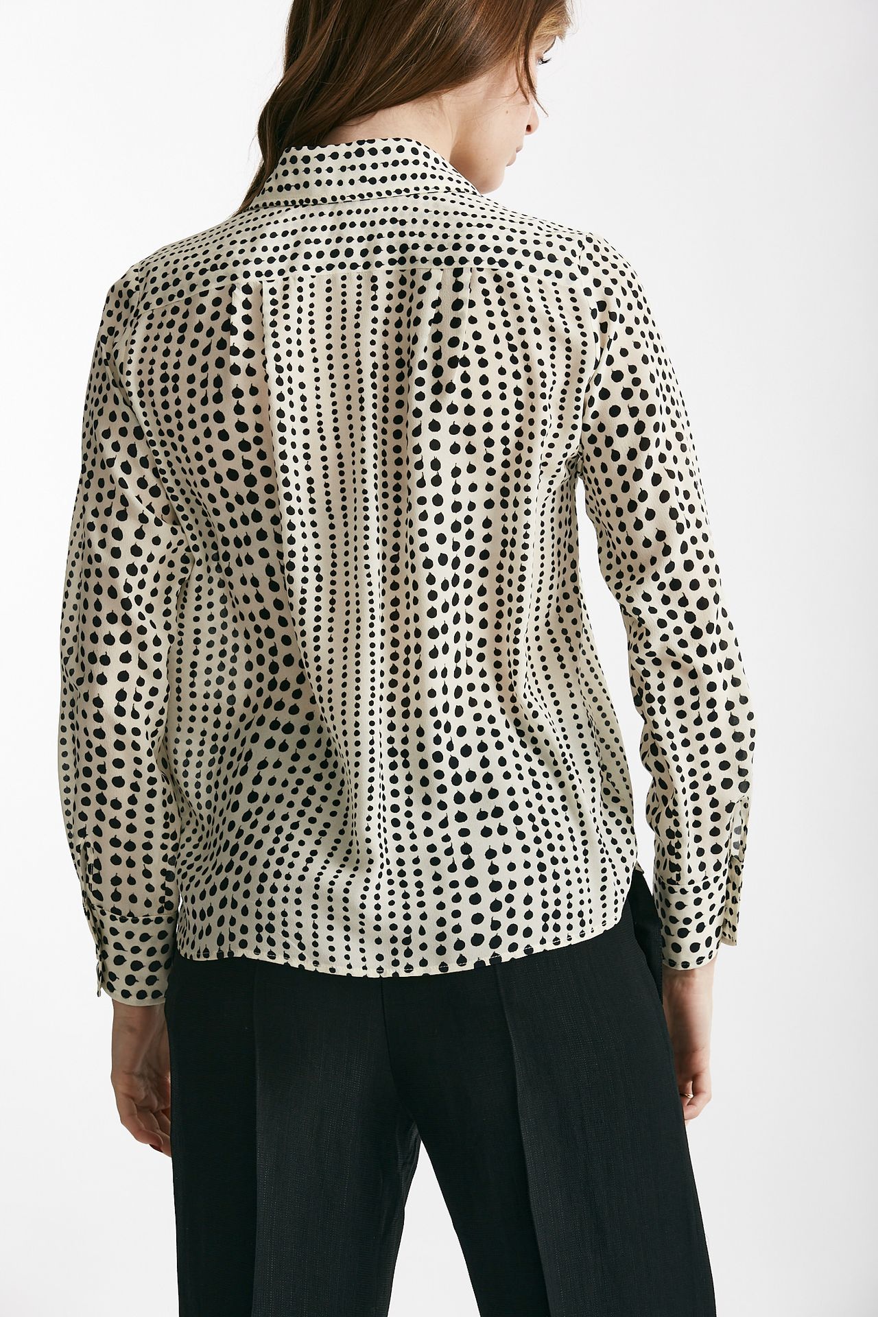 Camicia serafino in misto seta pois