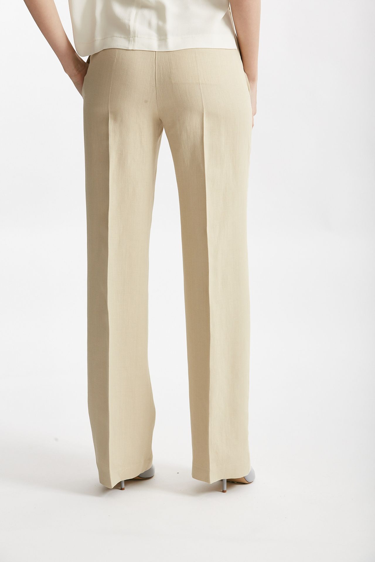 Pantalone palazzo vita alta beige chiaro 