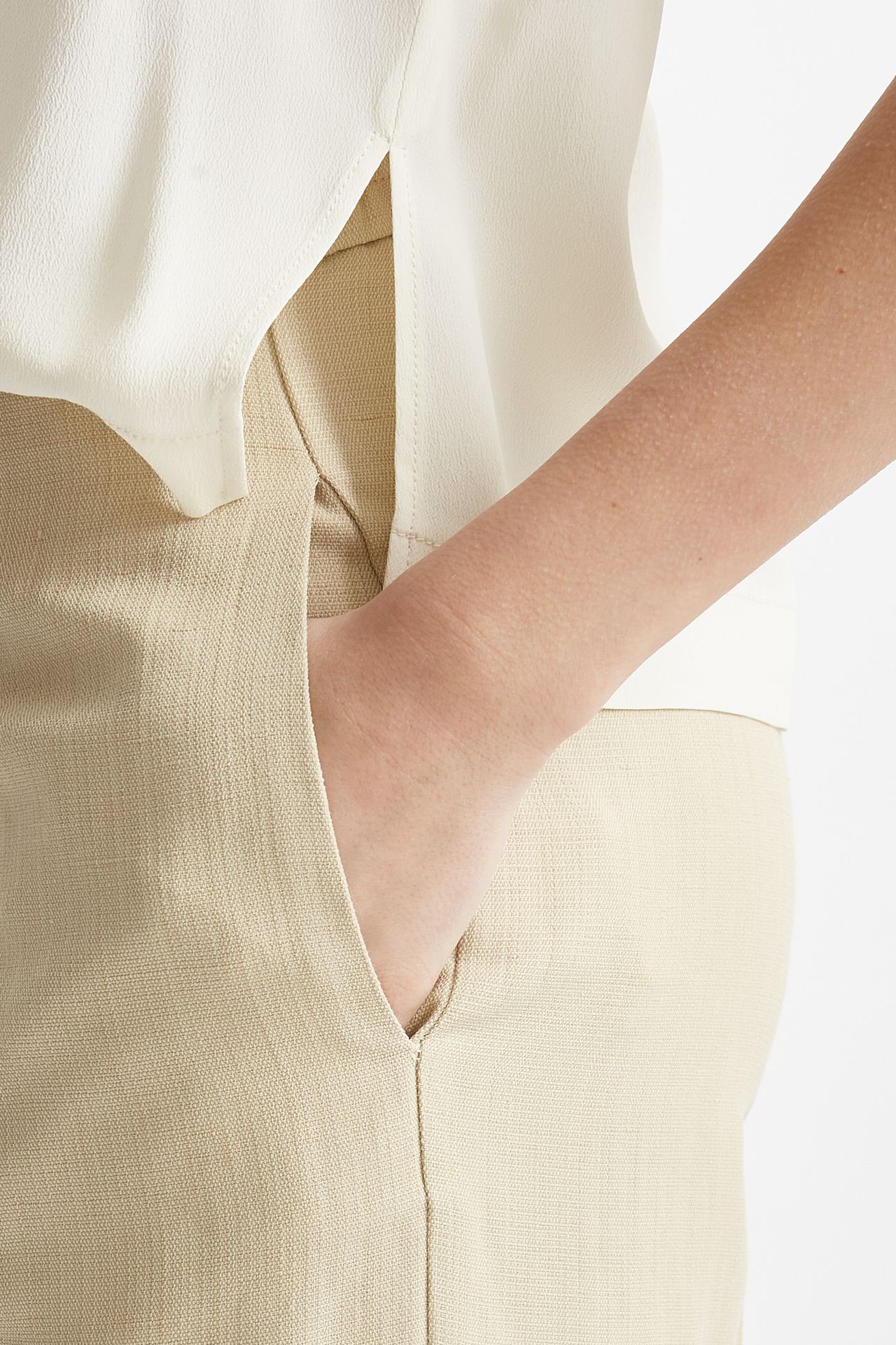 Pantalone palazzo vita alta beige chiaro 