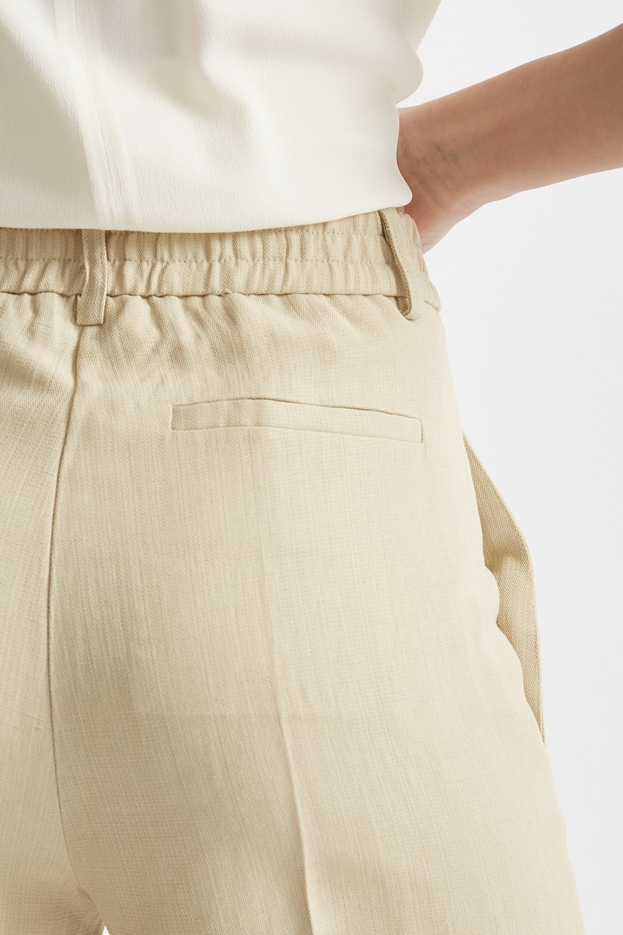 Pantalone palazzo vita alta beige chiaro 