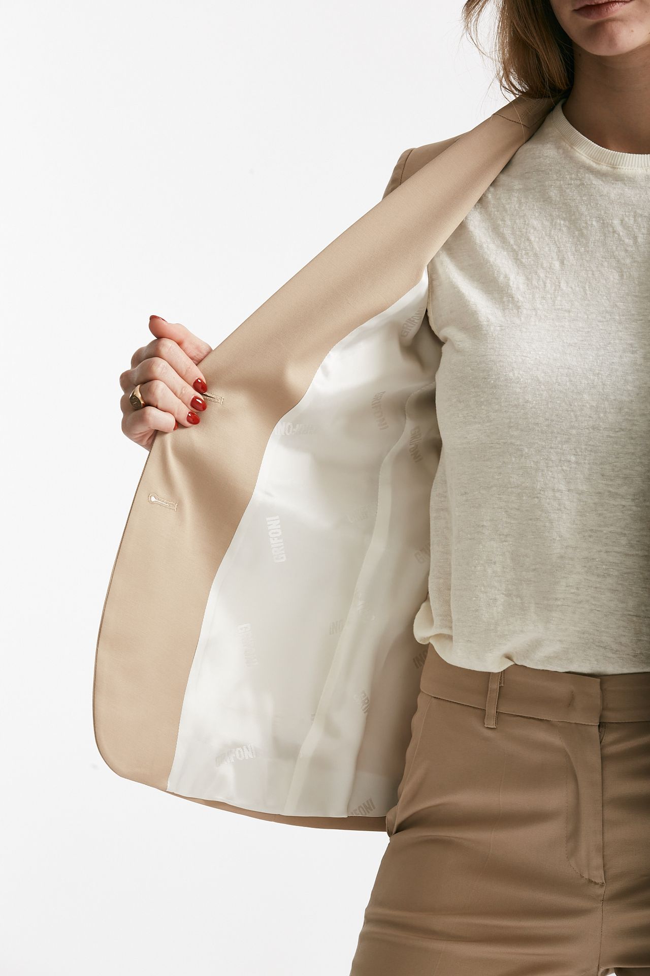 Tailleur in cotone beige