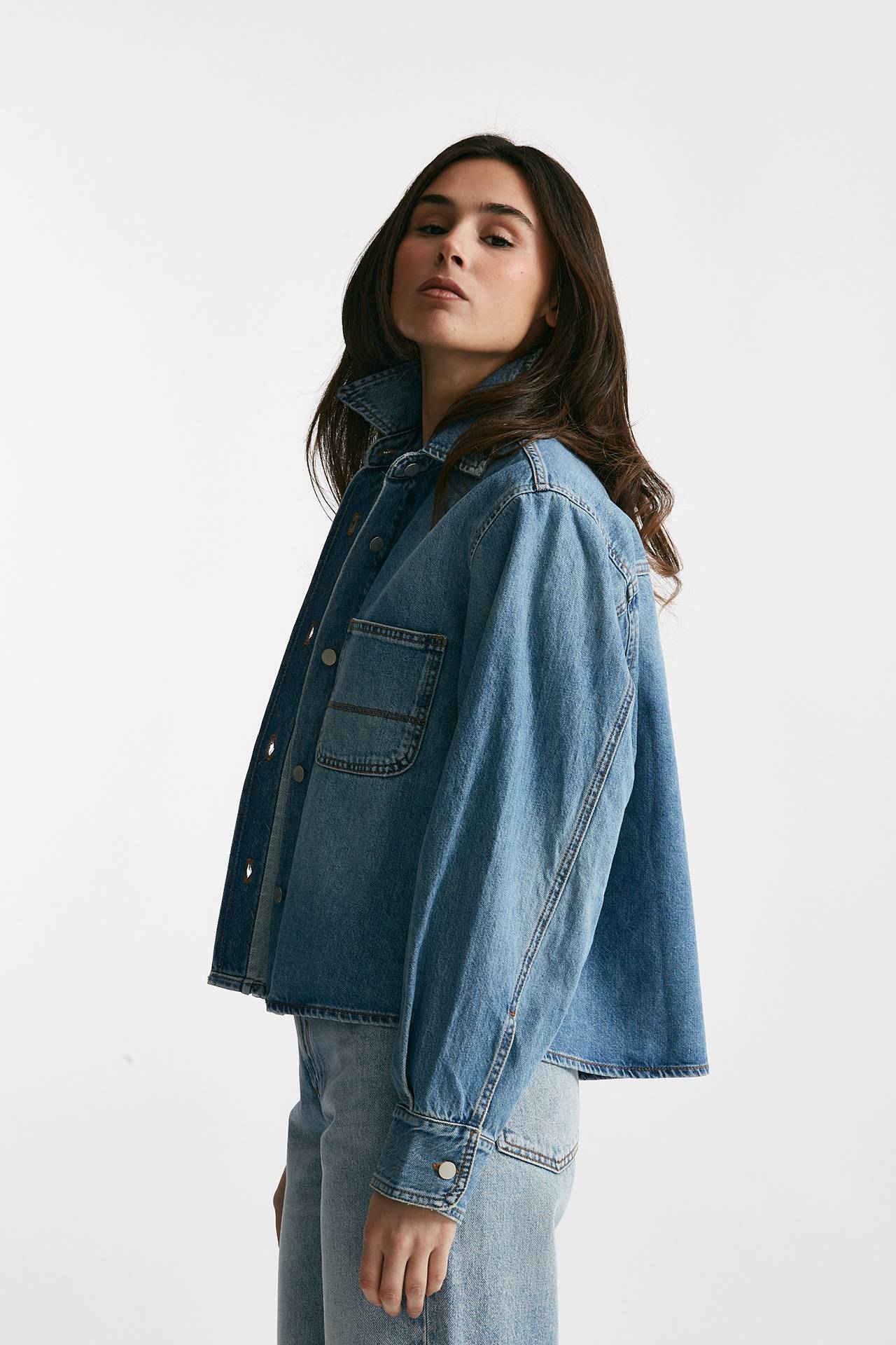 Camicia in denim crop