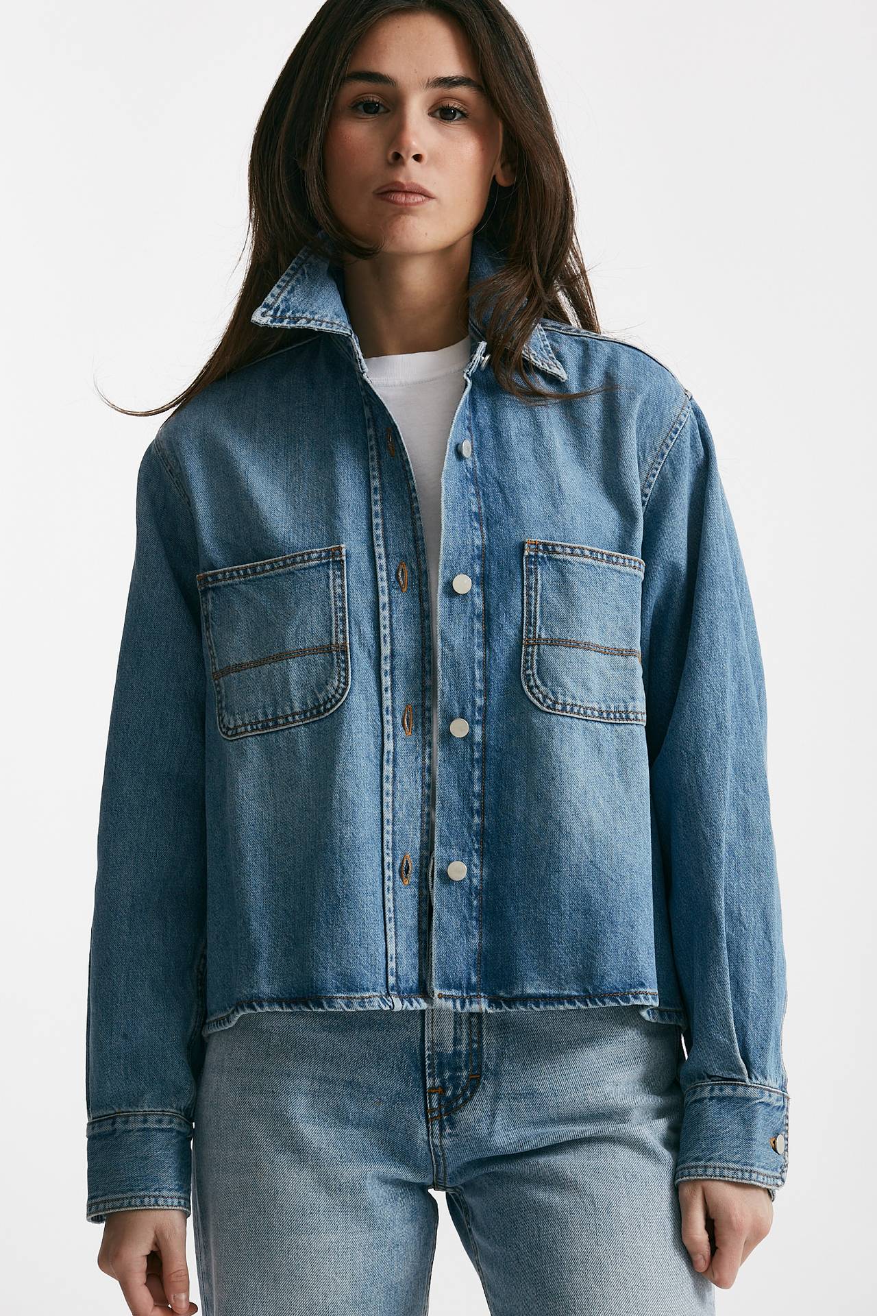Camicia in denim crop