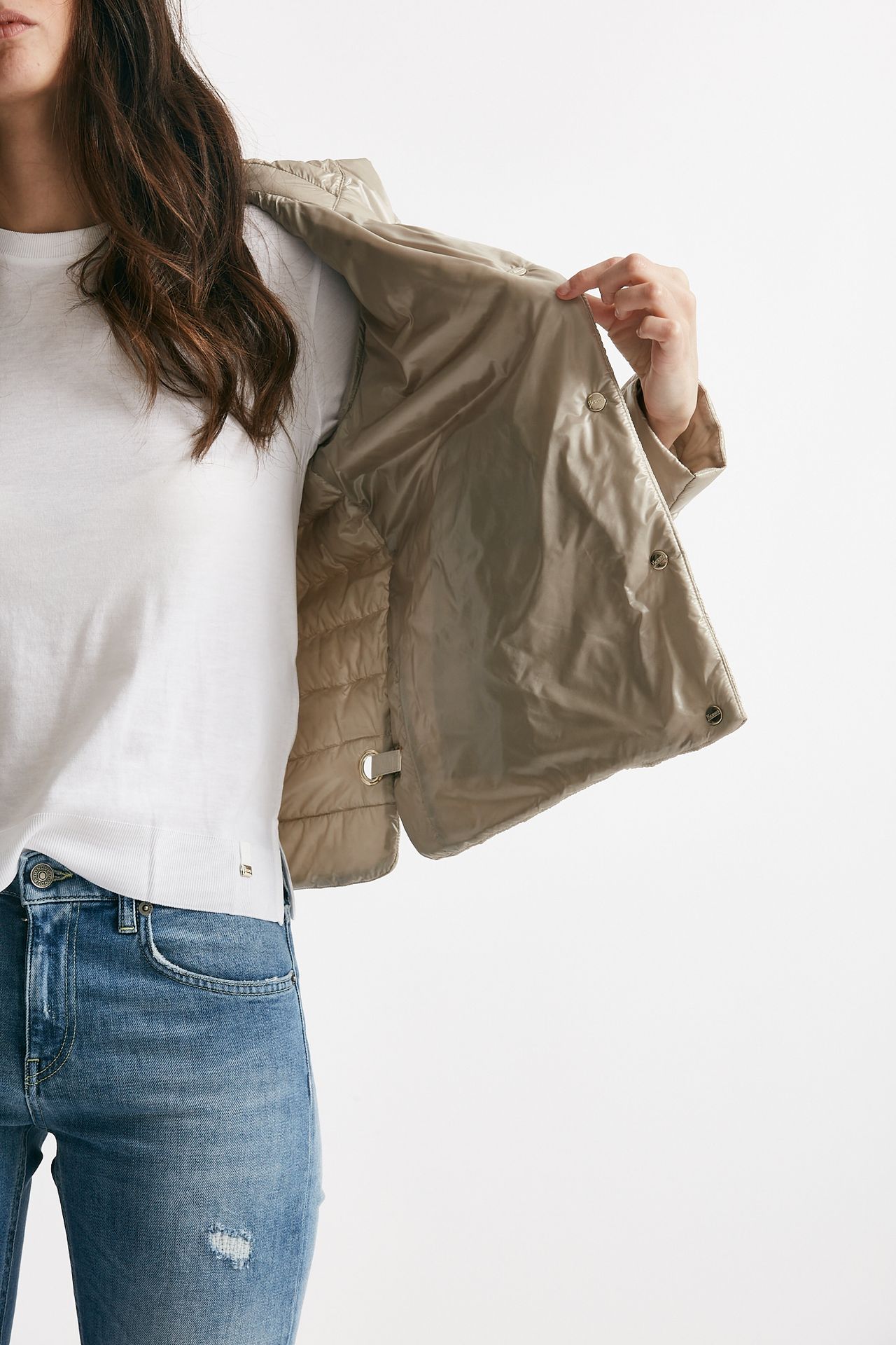 Giubbino in nylon ultralight beige chantilly 