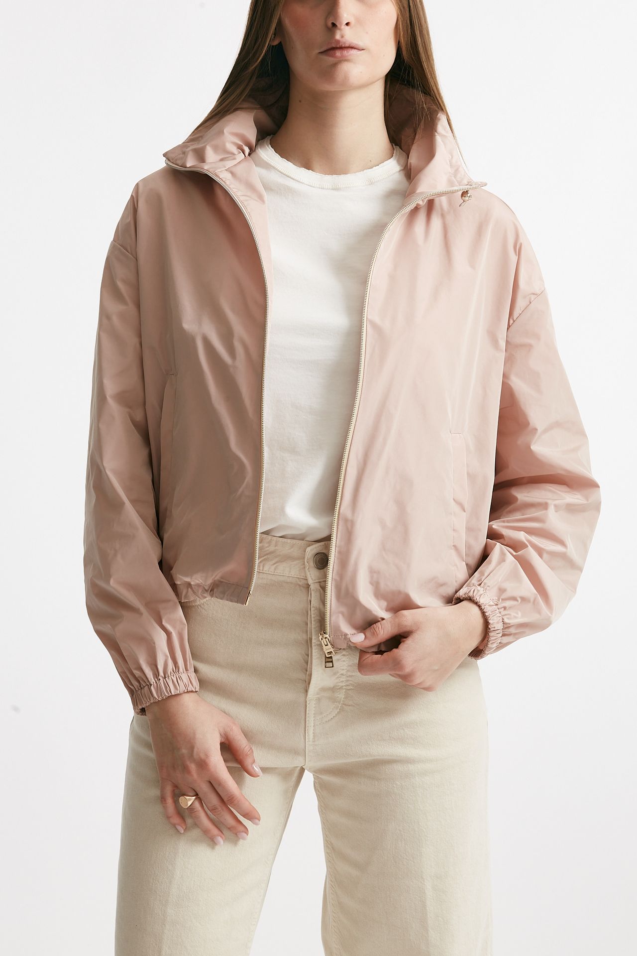 Bomber in taffetà tecnico rosa