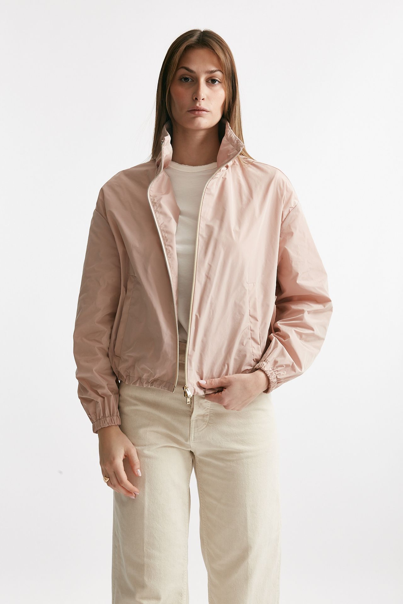 Bomber in taffetà tecnico rosa