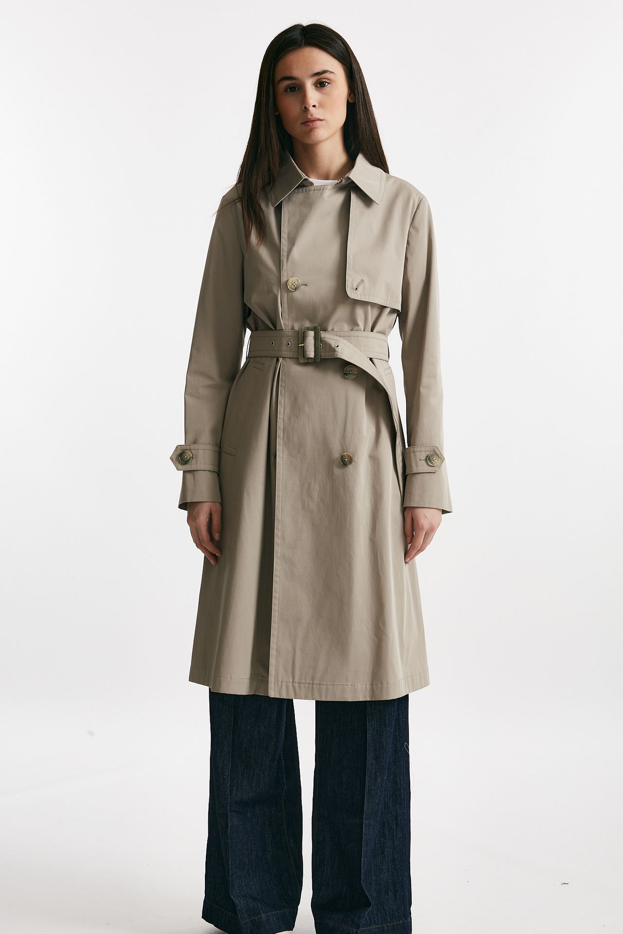 Trench in cotone tortora trattamento idrorepellente