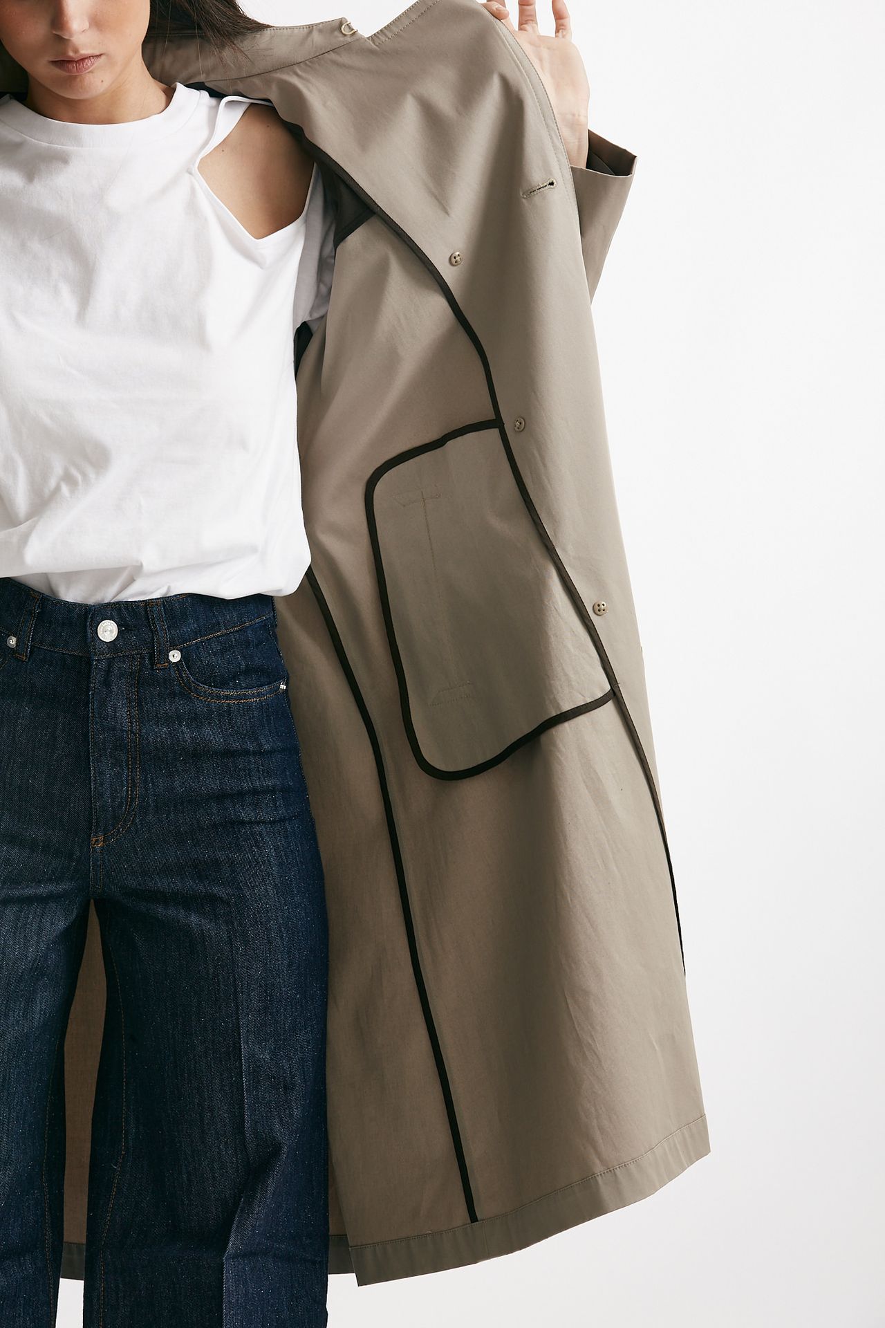 Trench in cotone tortora trattamento idrorepellente