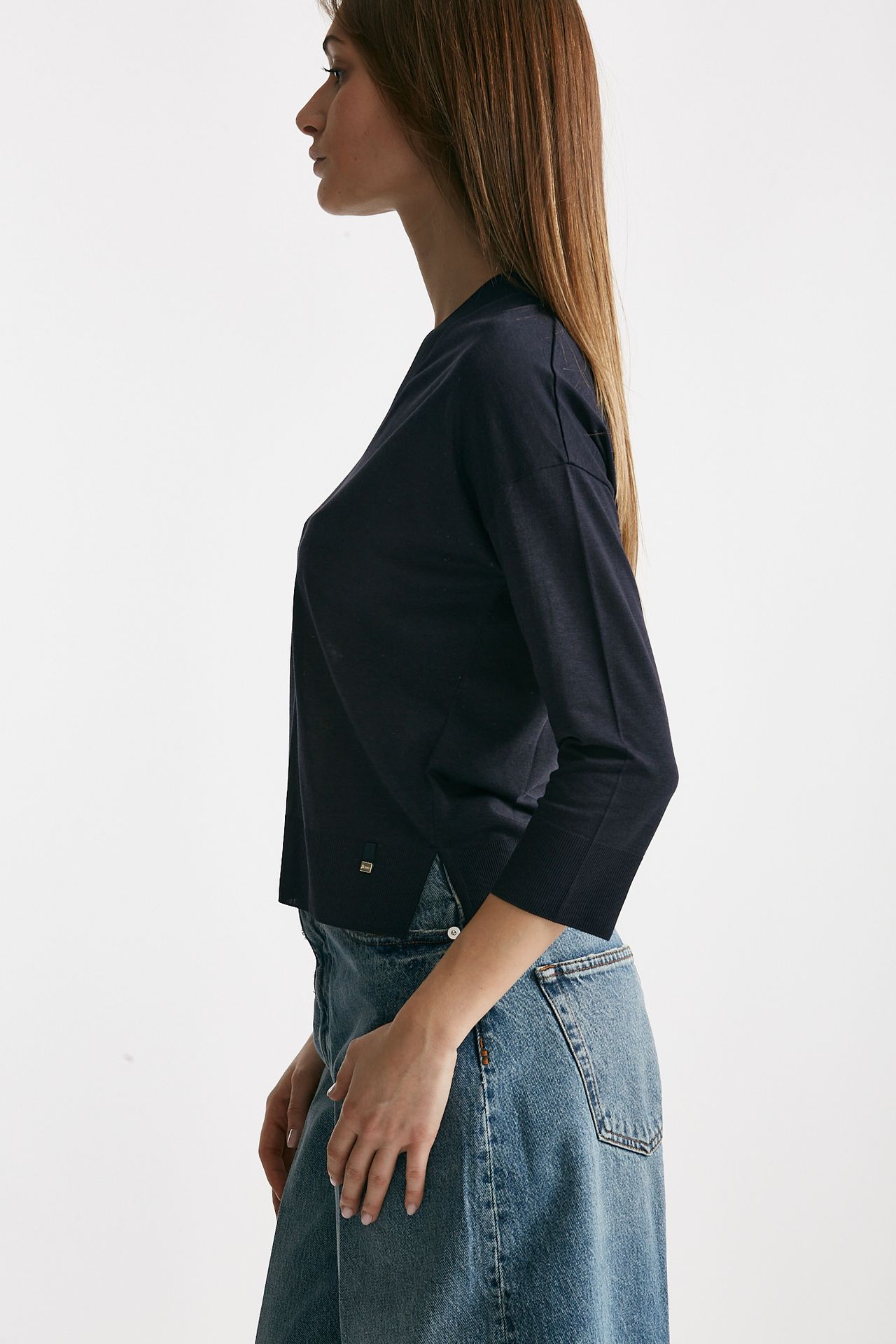 Maglia scollo a v blu