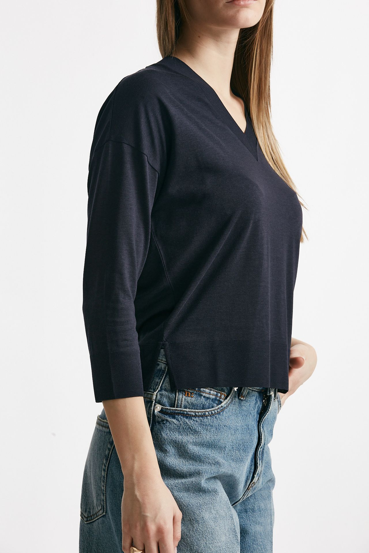 Maglia scollo a v blu