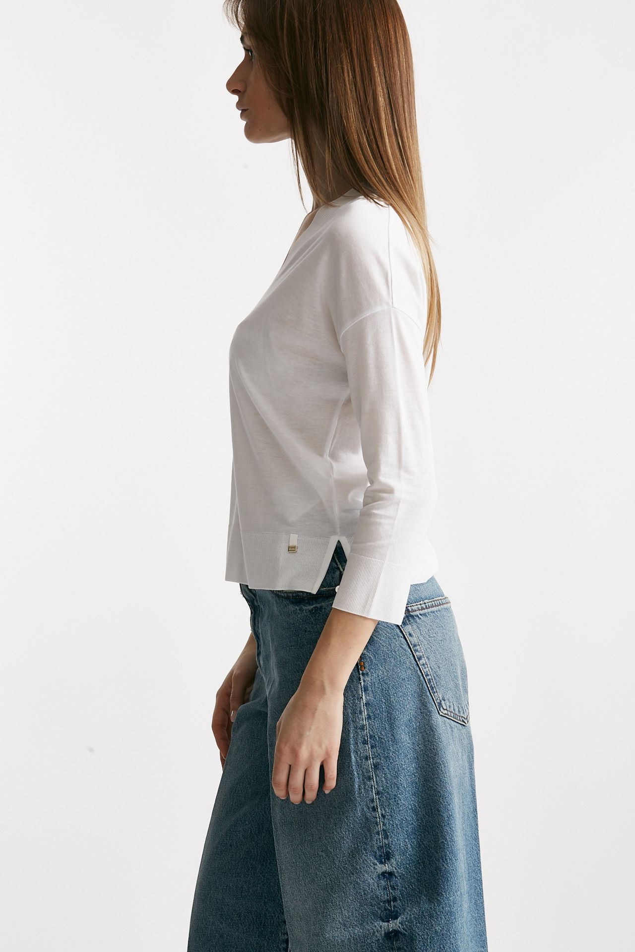 Maglia scollo a v bianco