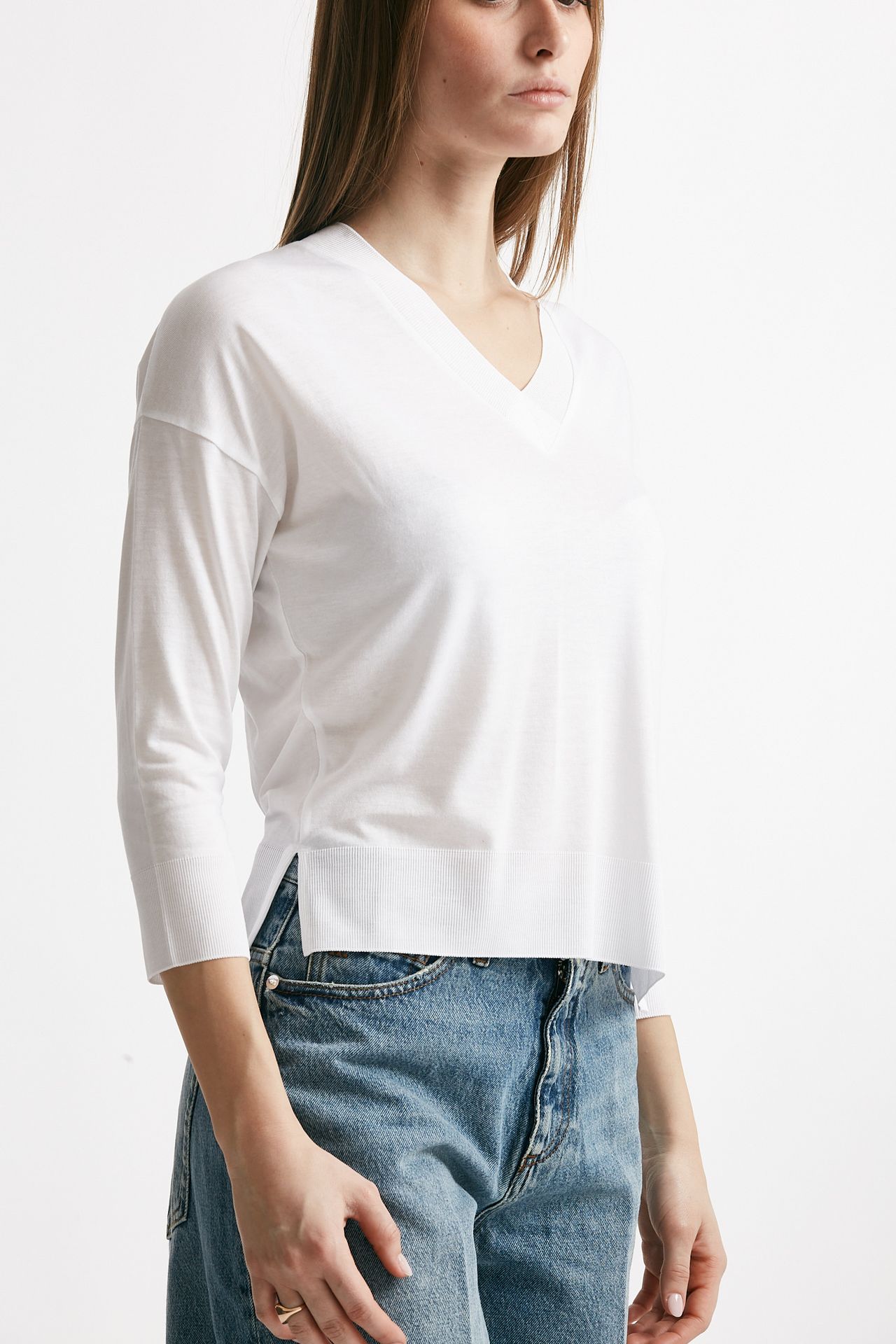 Maglia scollo a v bianco