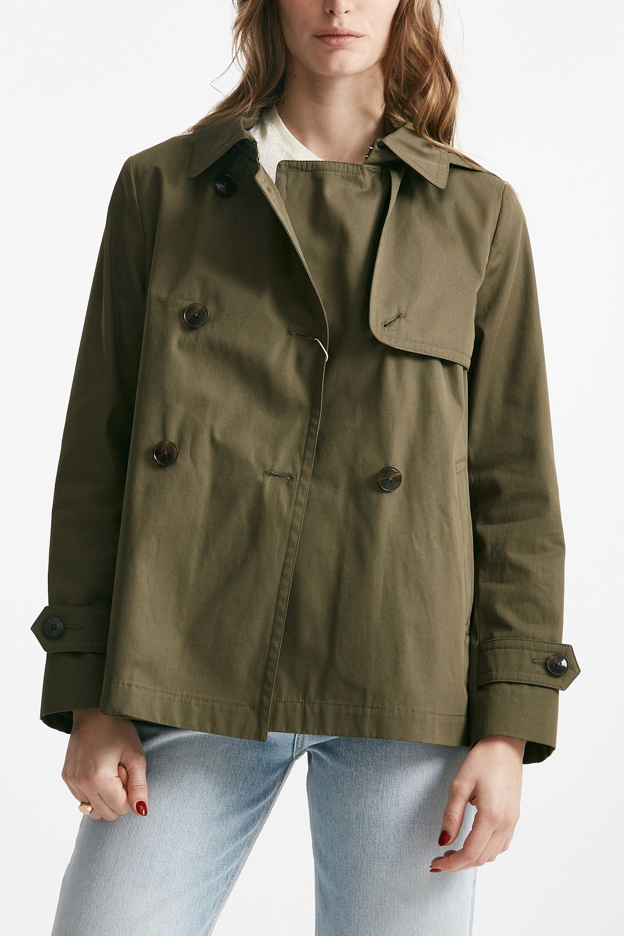 Peacot in cotone verde militare 