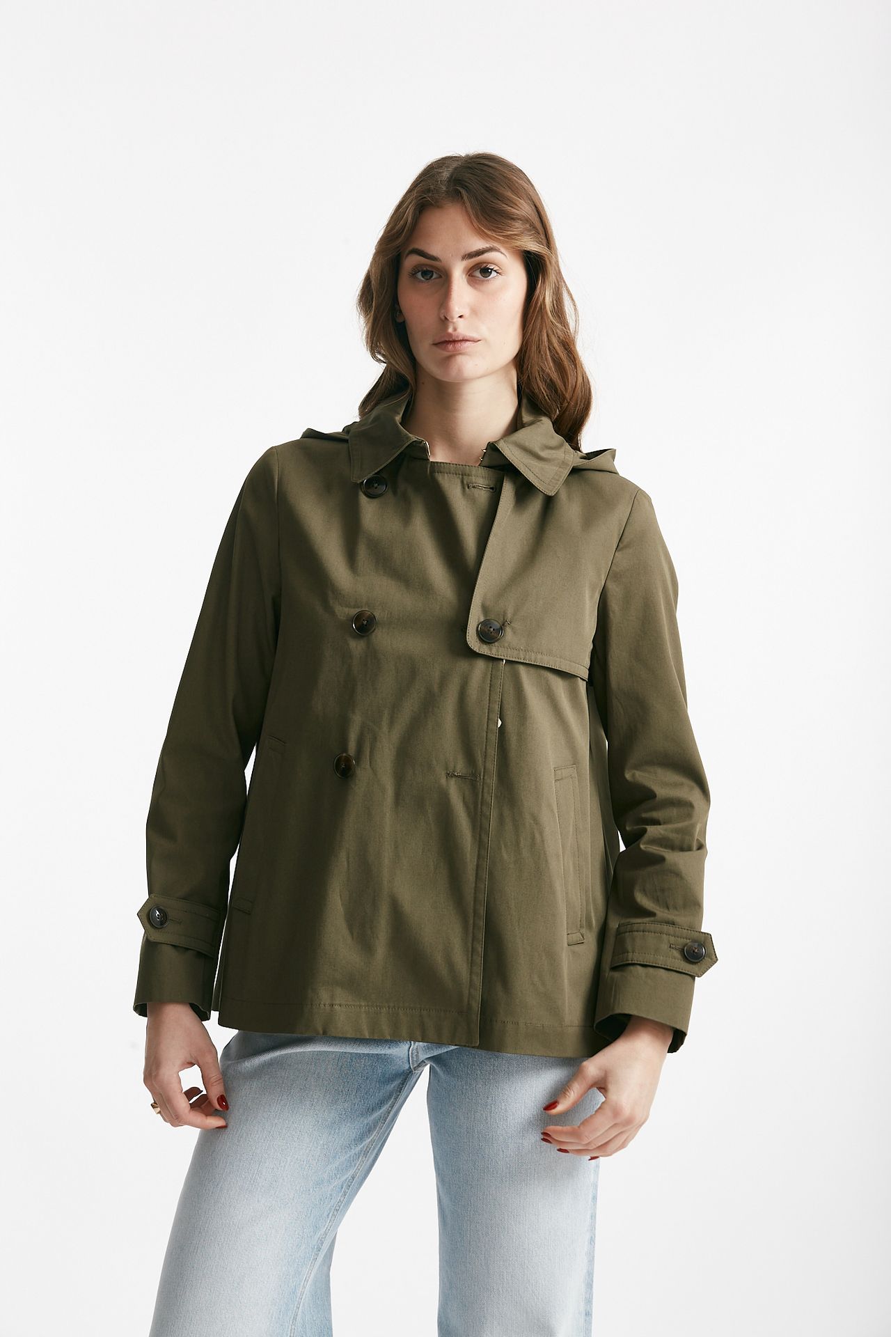 Peacot in cotone verde militare 