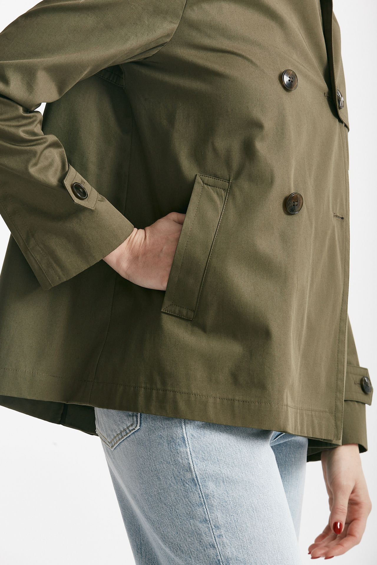 Peacot in cotone verde militare 