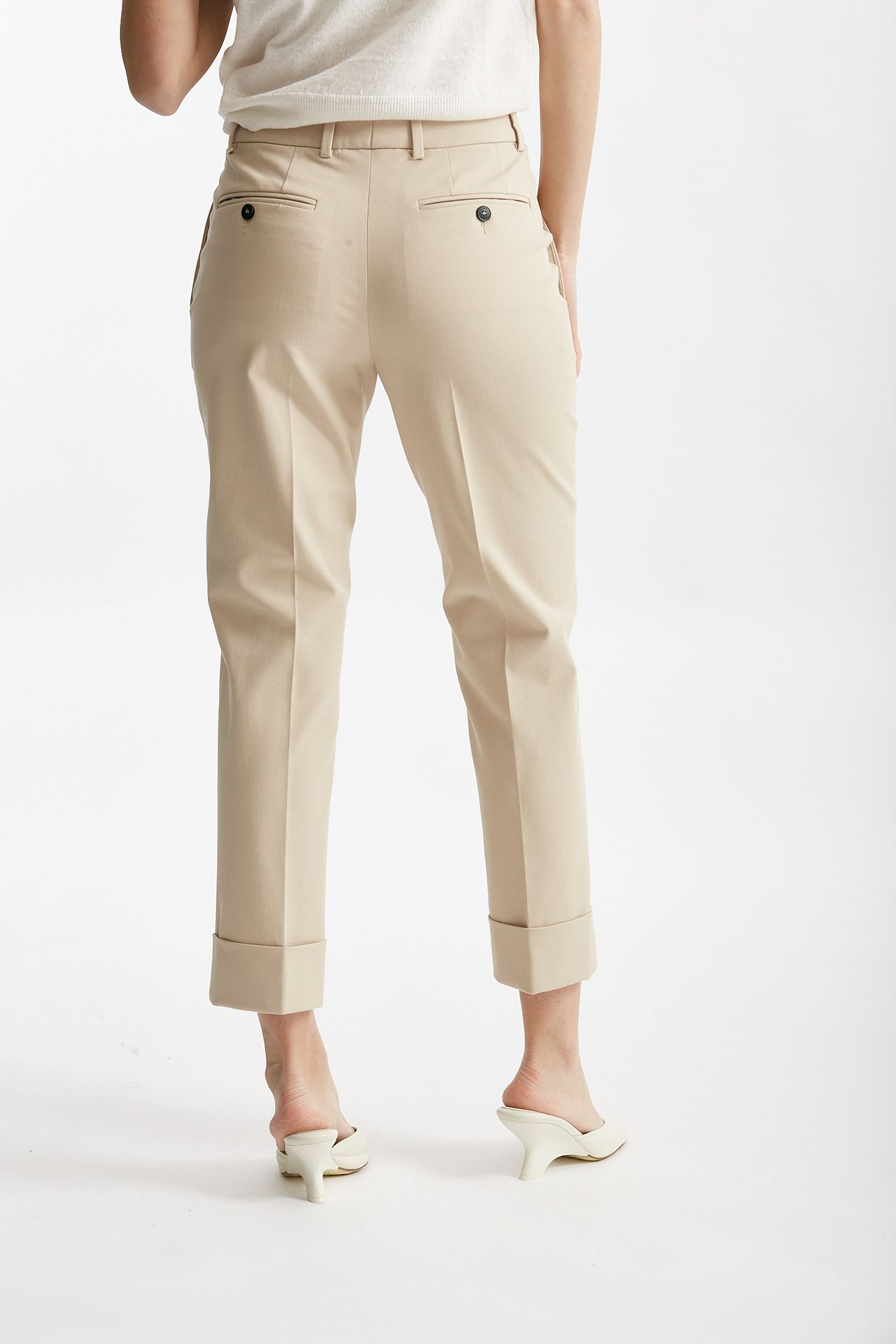 Pantalone dritto in cotone NEVET beige chiaro