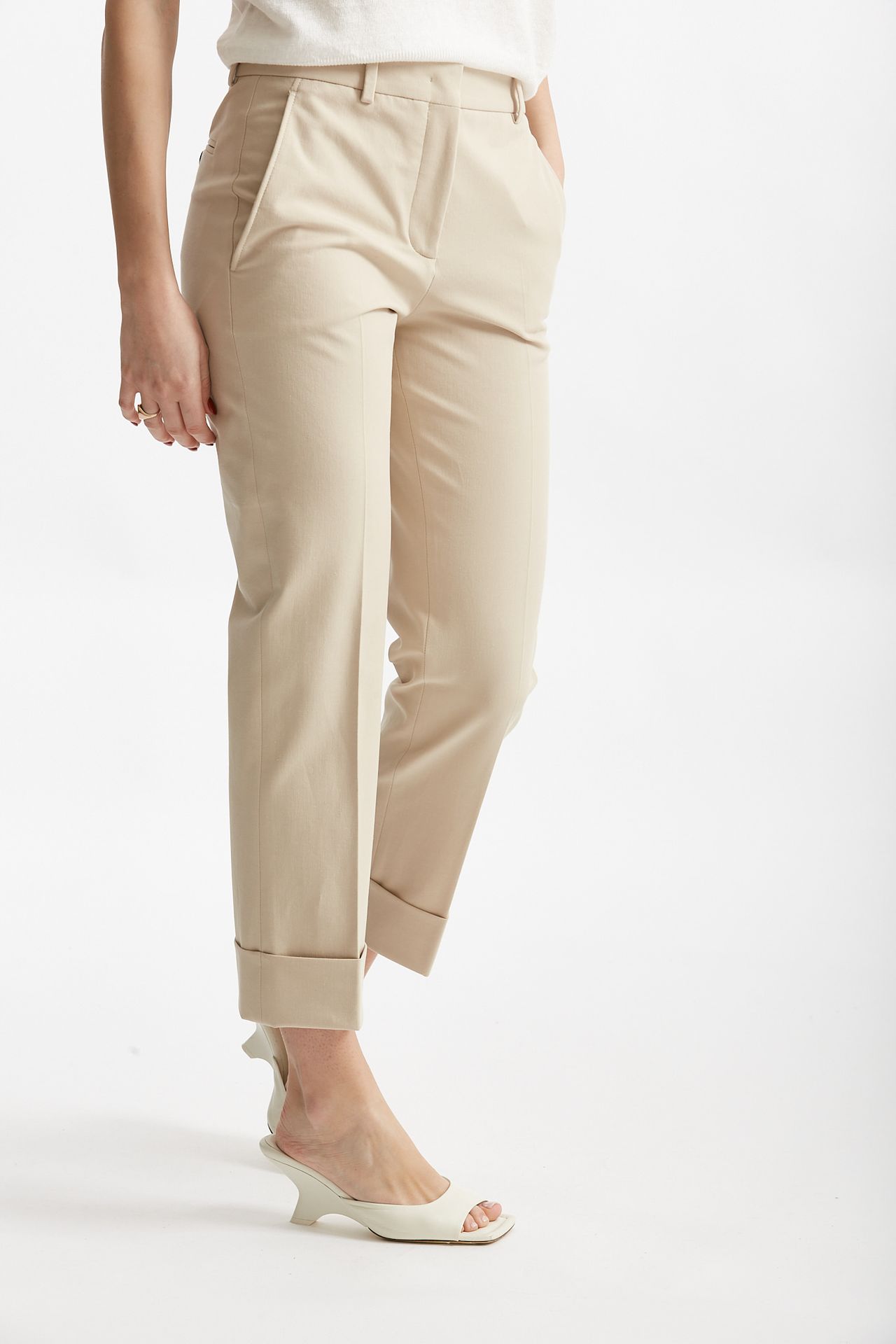 Pantalone dritto in cotone NEVET beige chiaro