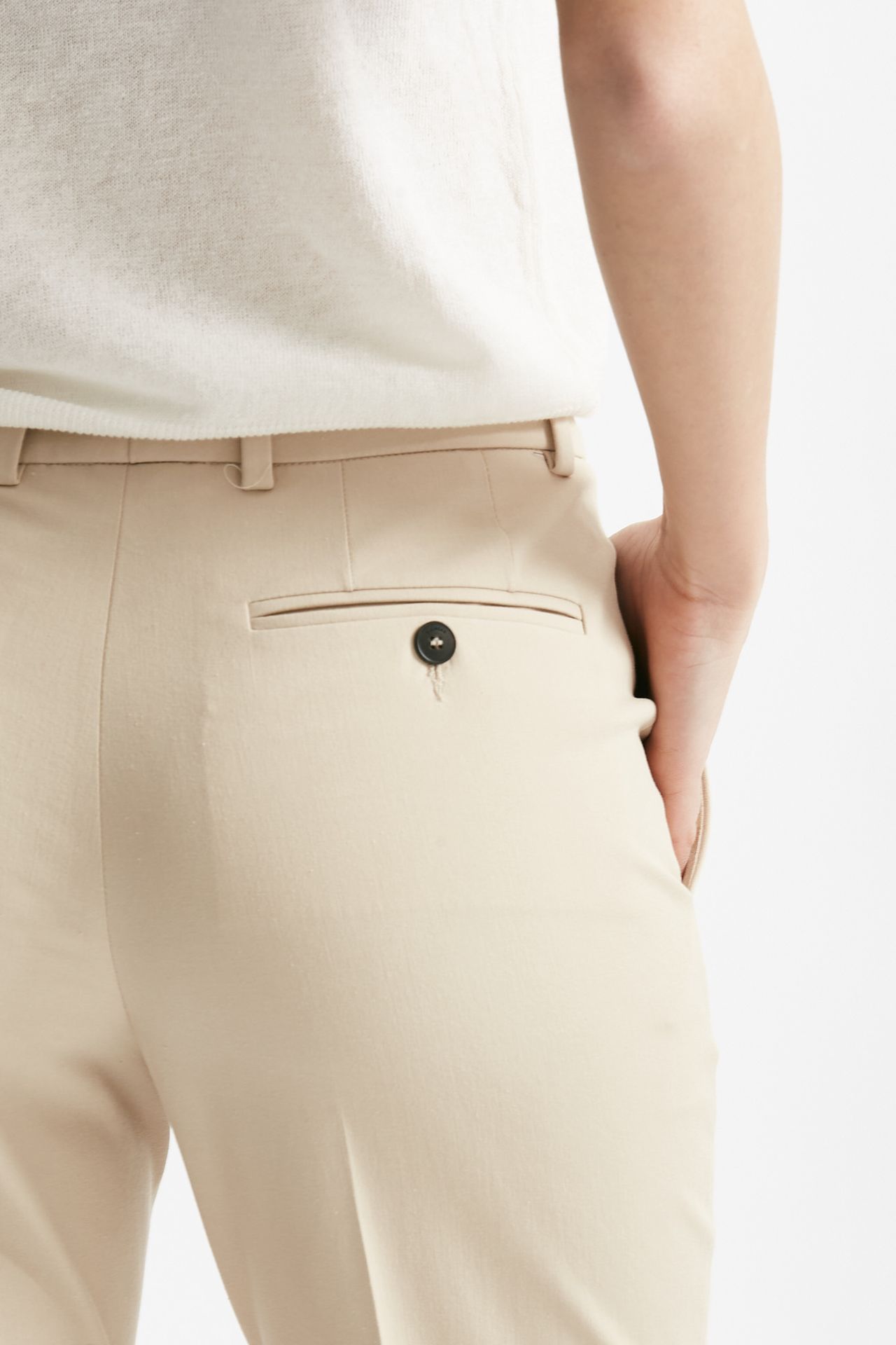 Pantalone dritto in cotone NEVET beige chiaro
