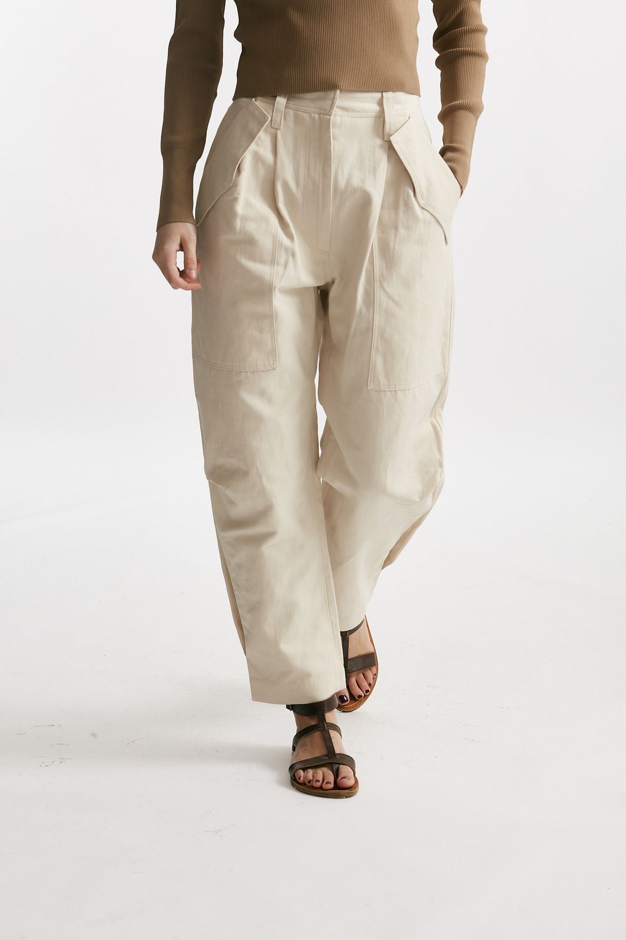 Pantalone cargo panna