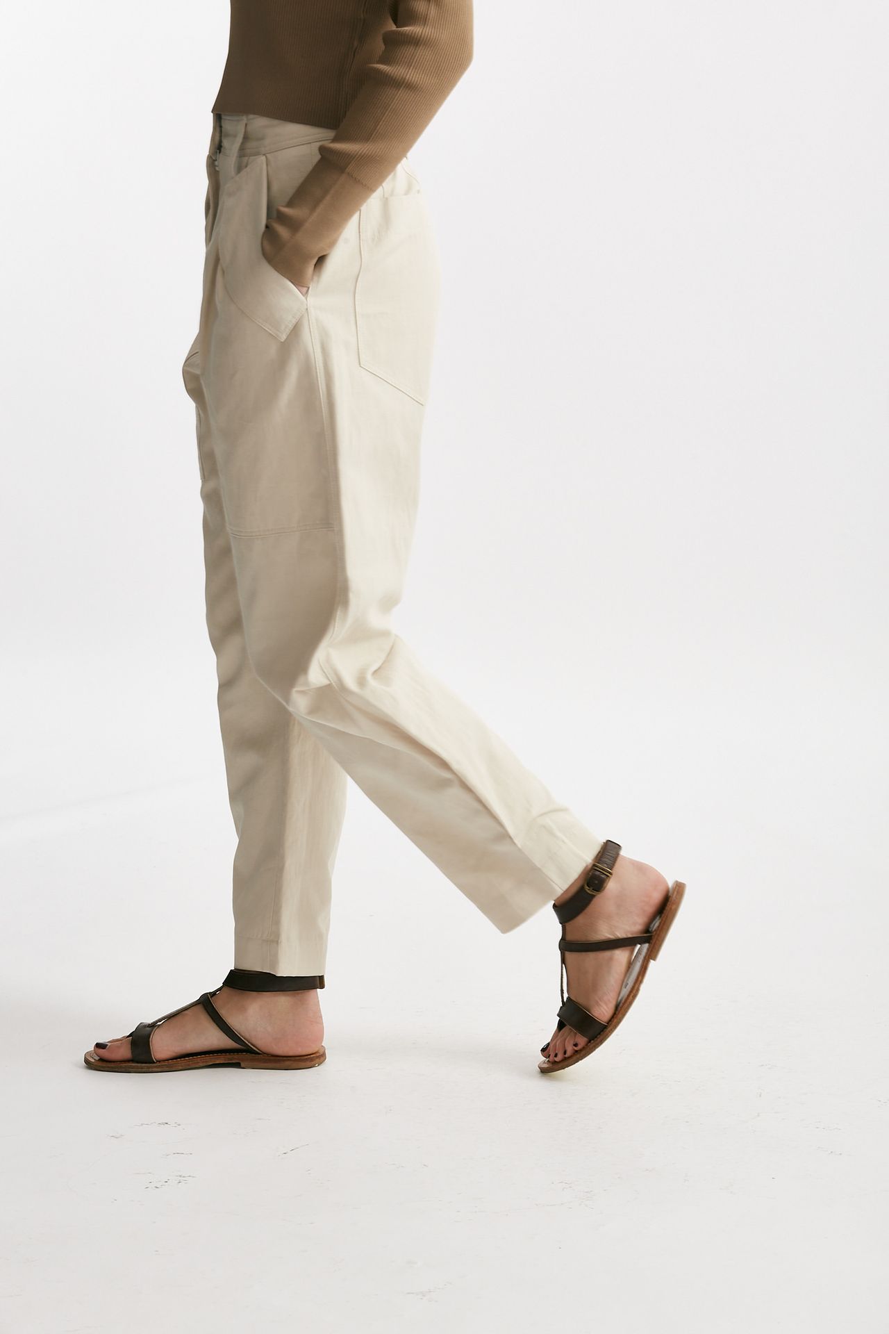 Pantalone cargo panna