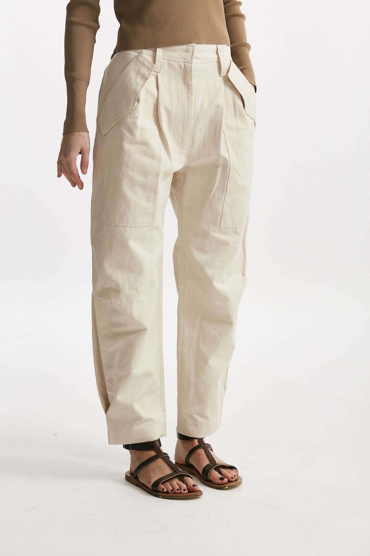 Pantalone cargo panna