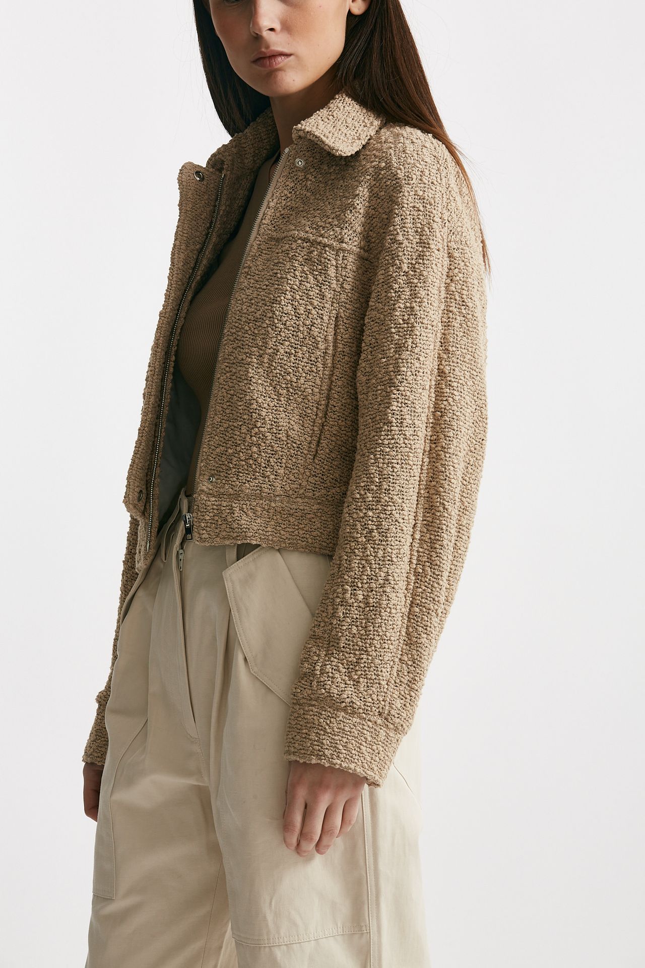 Bomber bouclè beige