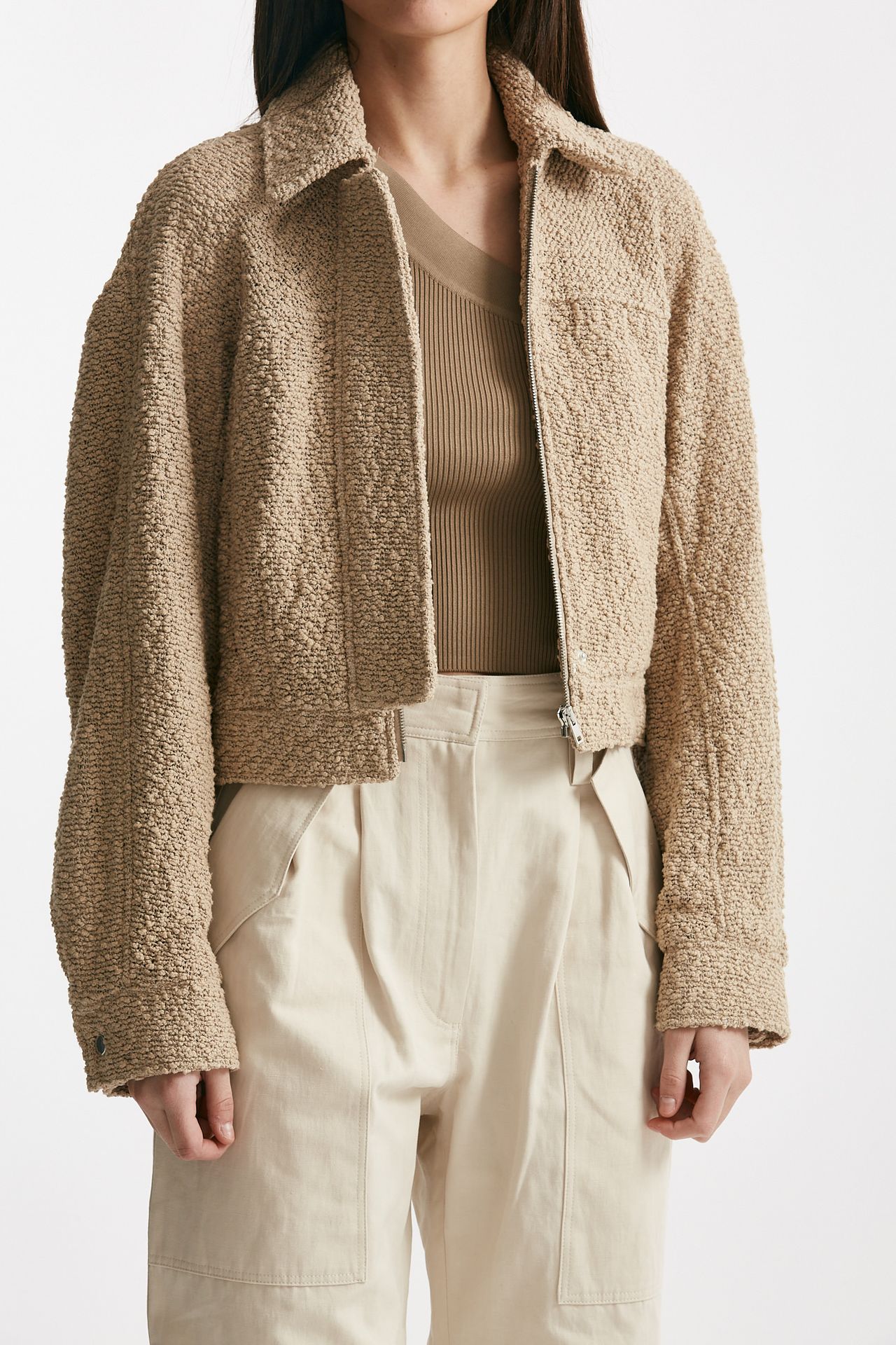 Bomber bouclè beige