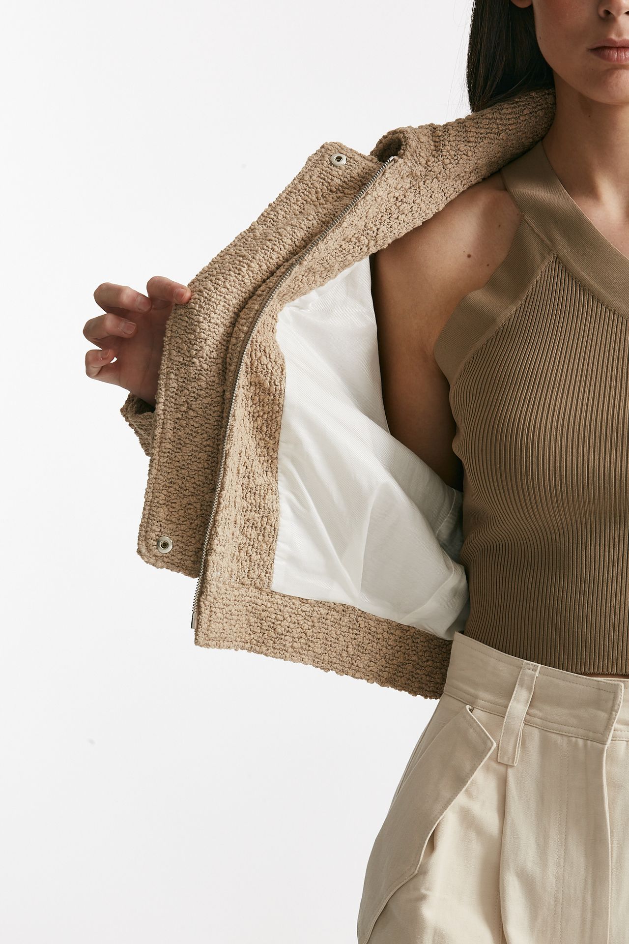 Bomber bouclè beige