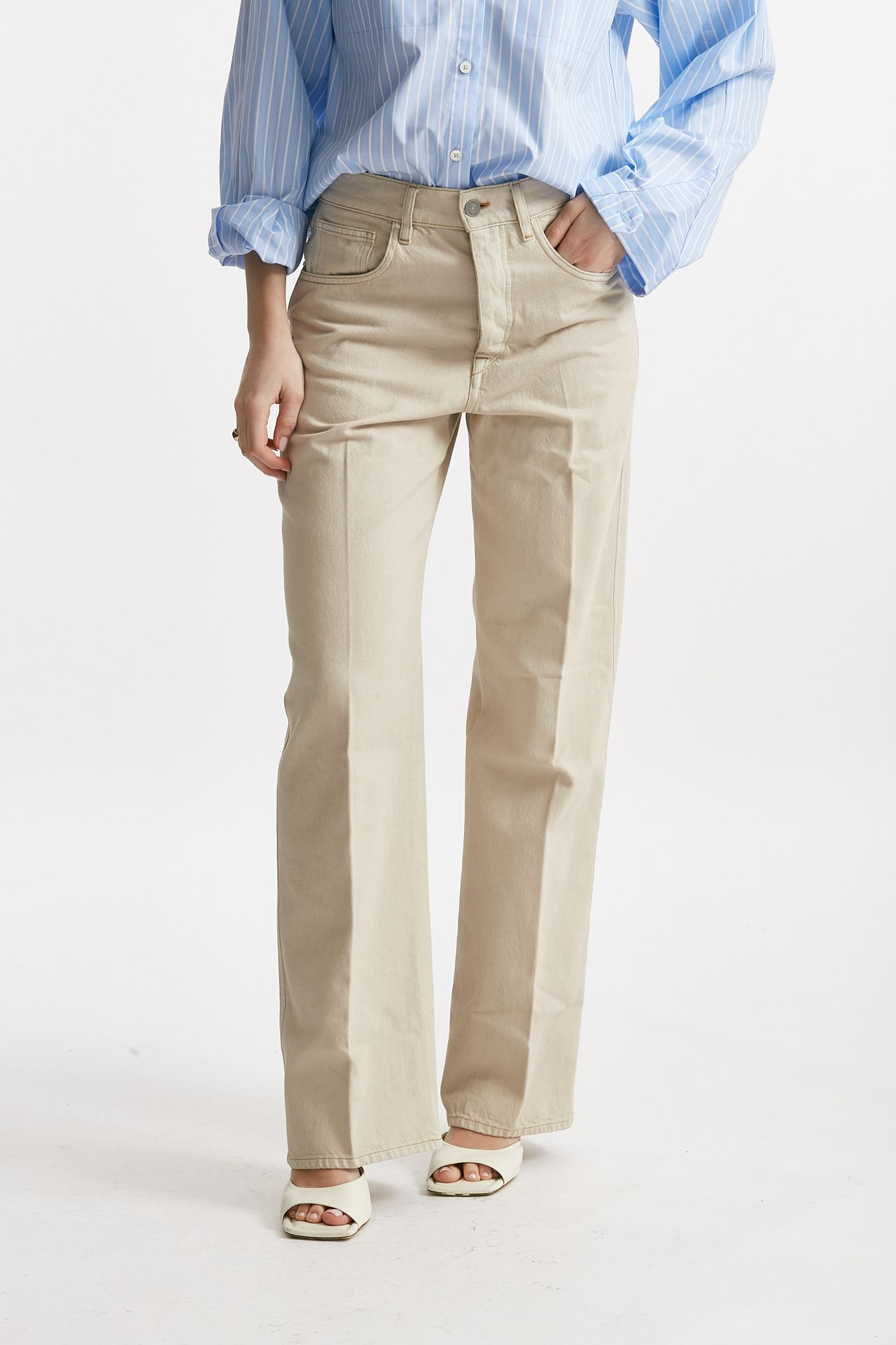 Jeans loose fit beige