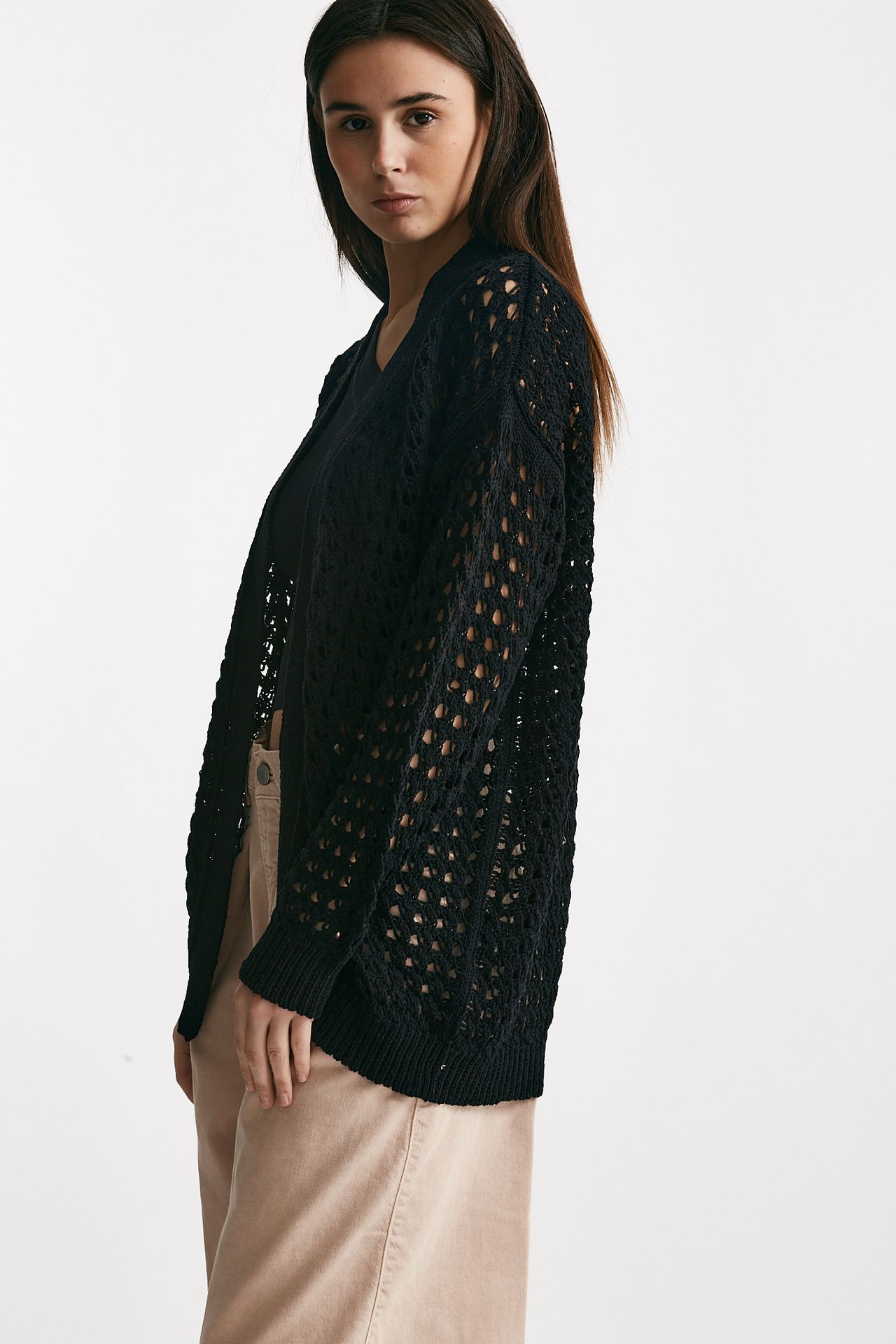 Cardigan traforato nero